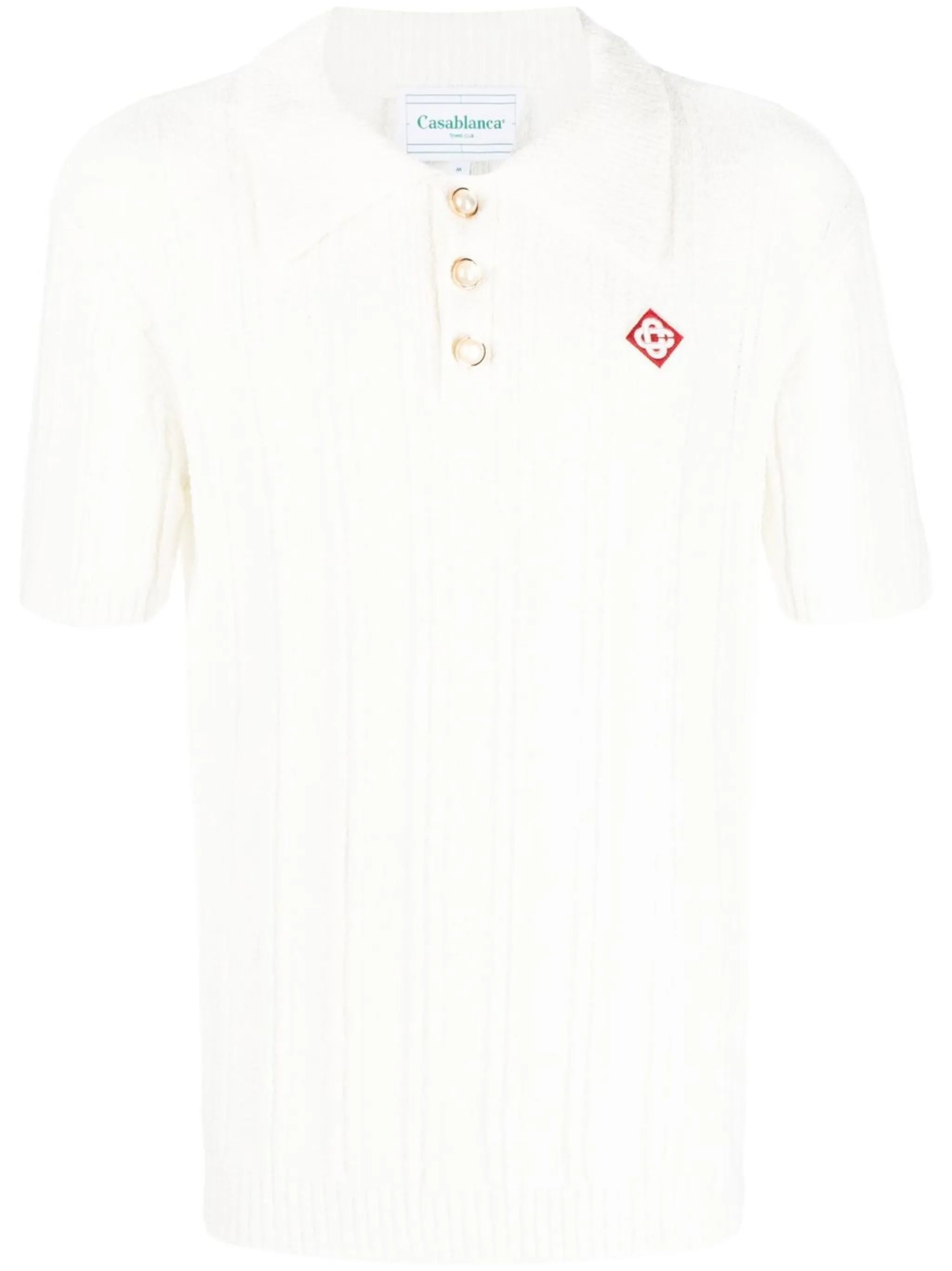 ribbed-knit polo shirt