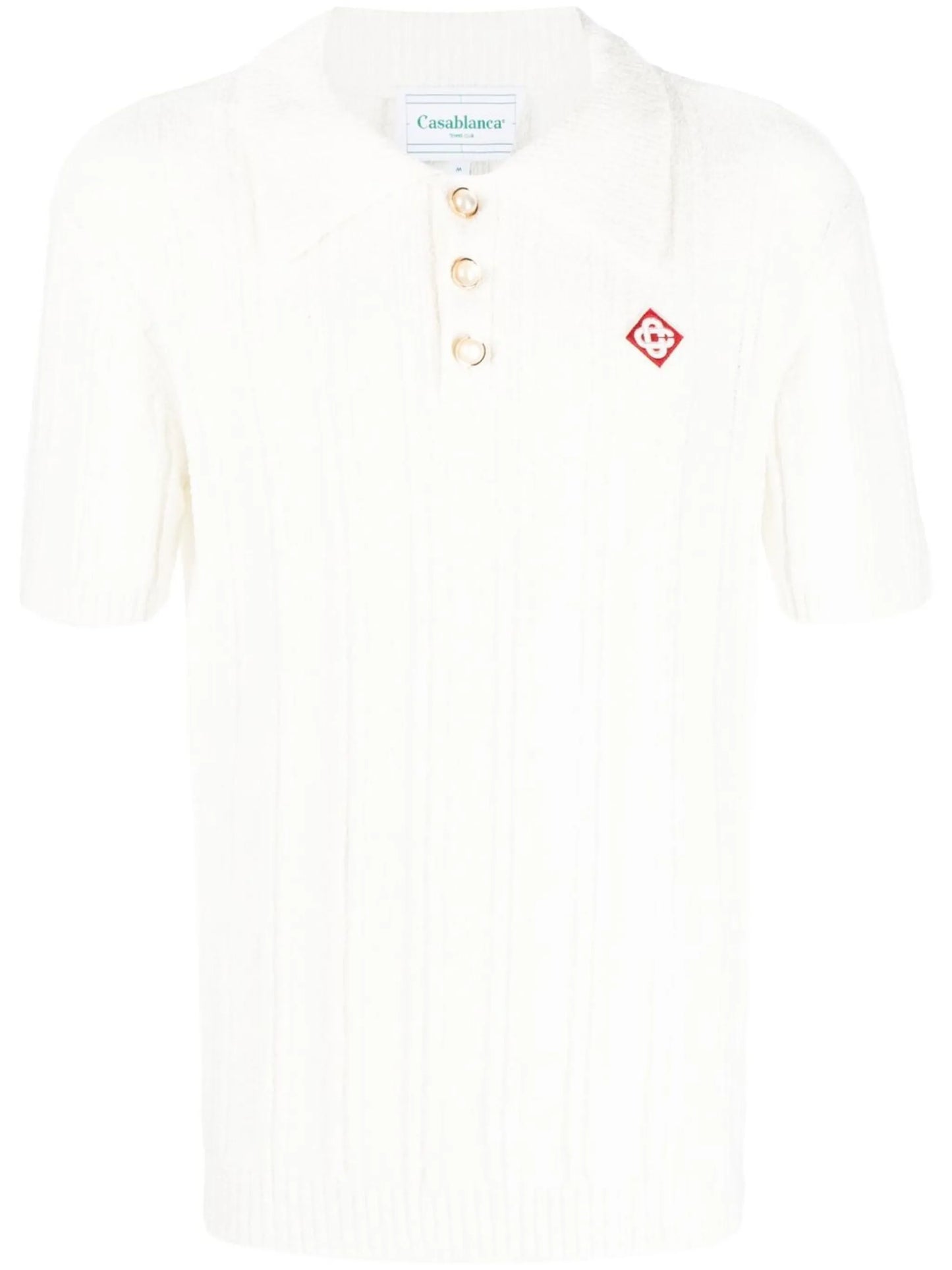 ribbed-knit polo shirt