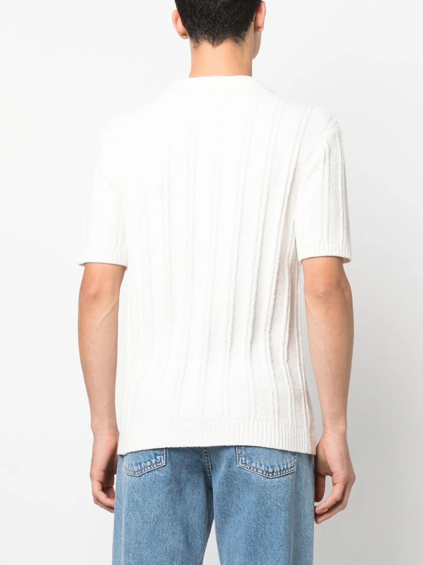 ribbed-knit polo shirt