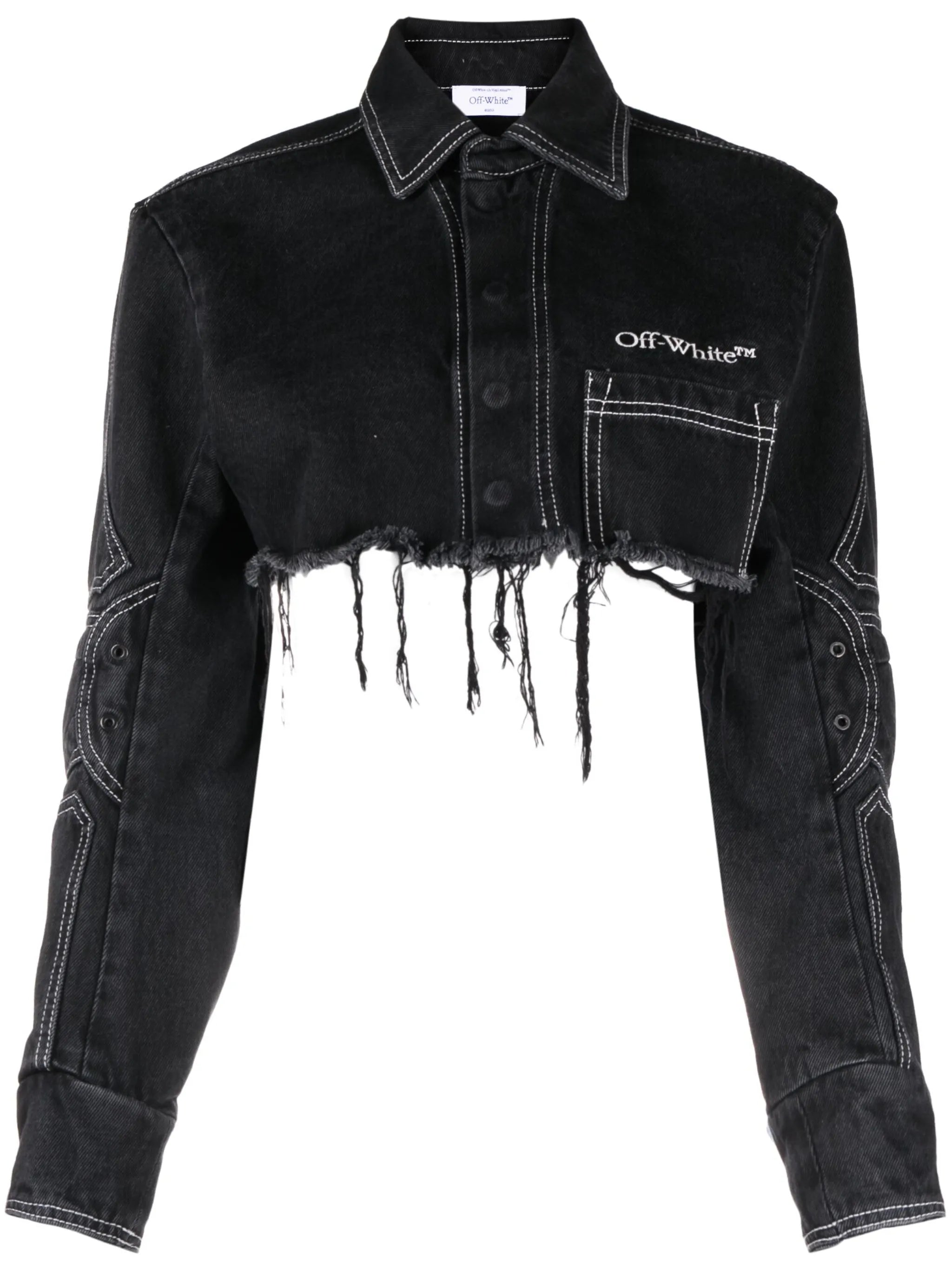 logo-embroidered cropped denim jacket