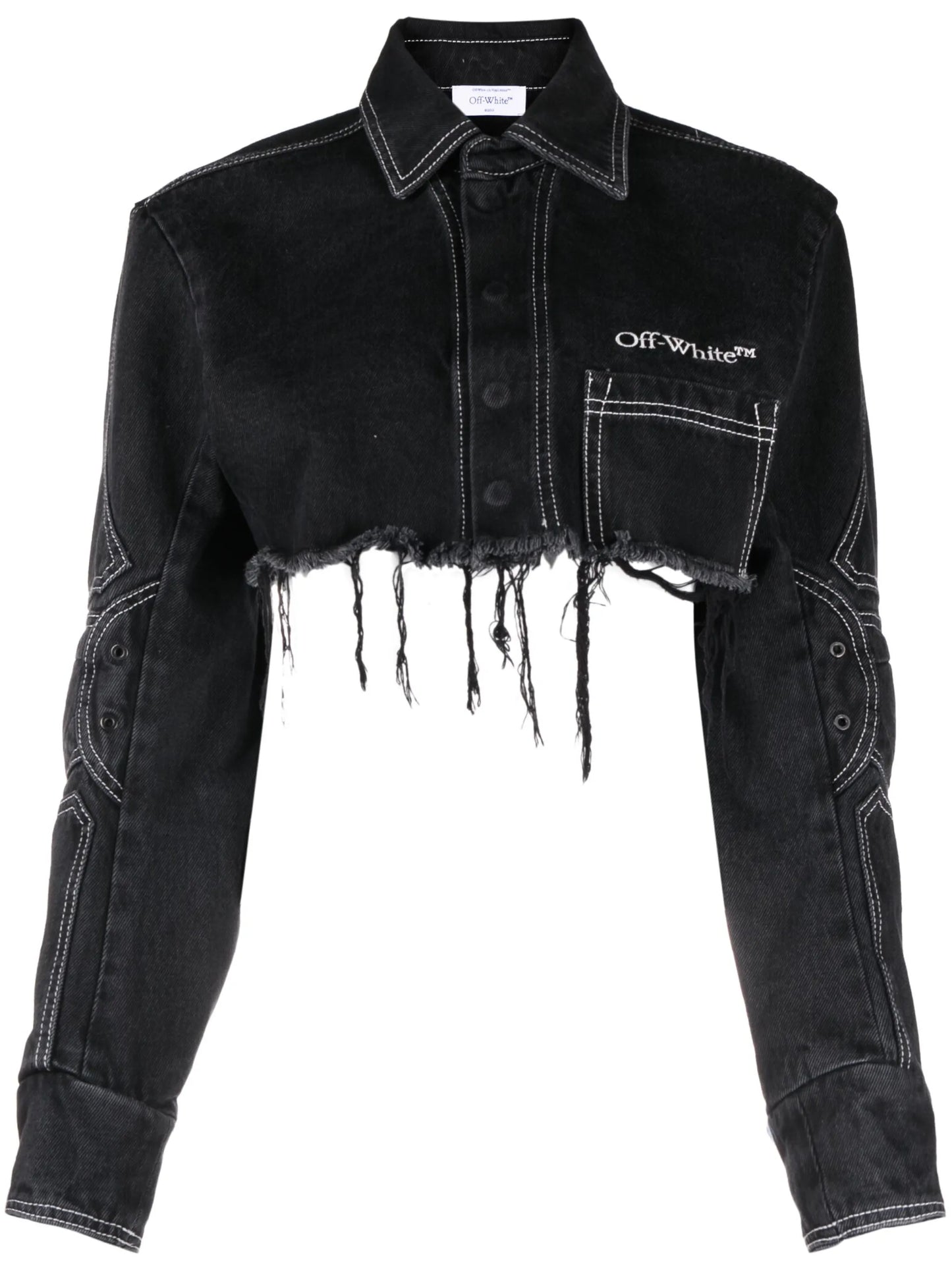 logo-embroidered cropped denim jacket