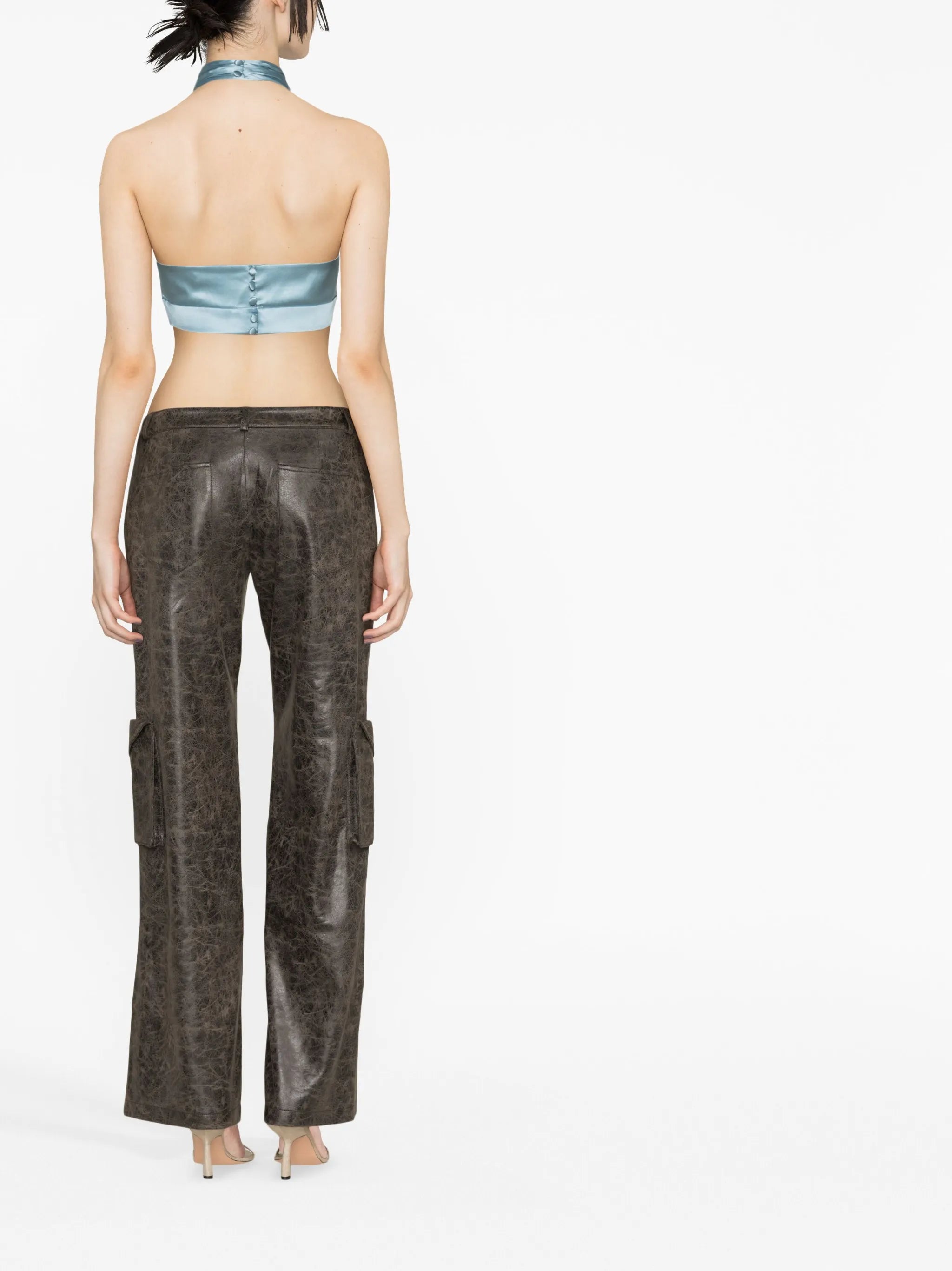 cut-out satin crop top