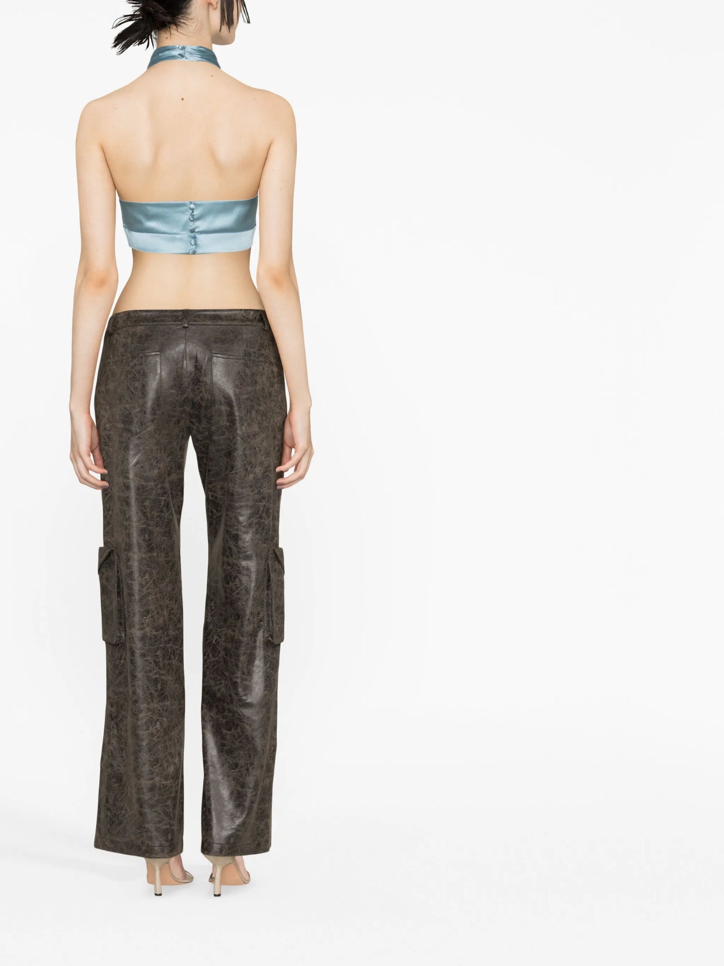 cut-out satin crop top
