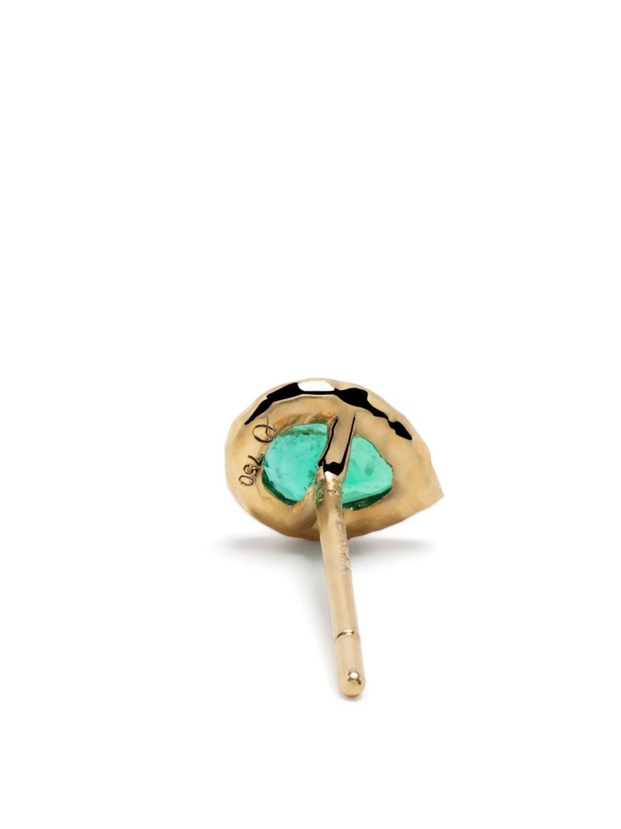 18kt yellow gold emerald stud earring