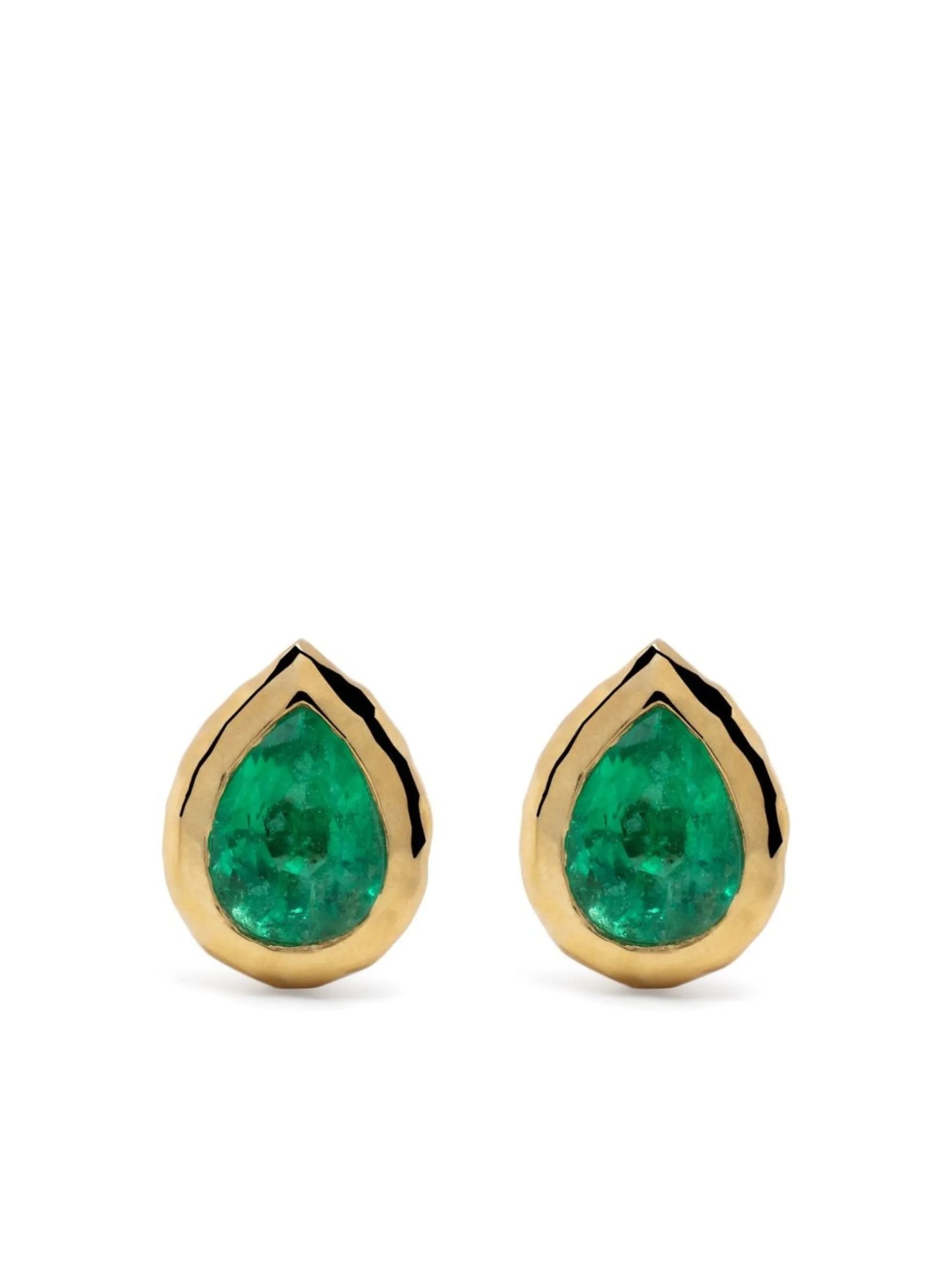 18kt yellow gold emerald stud earring
