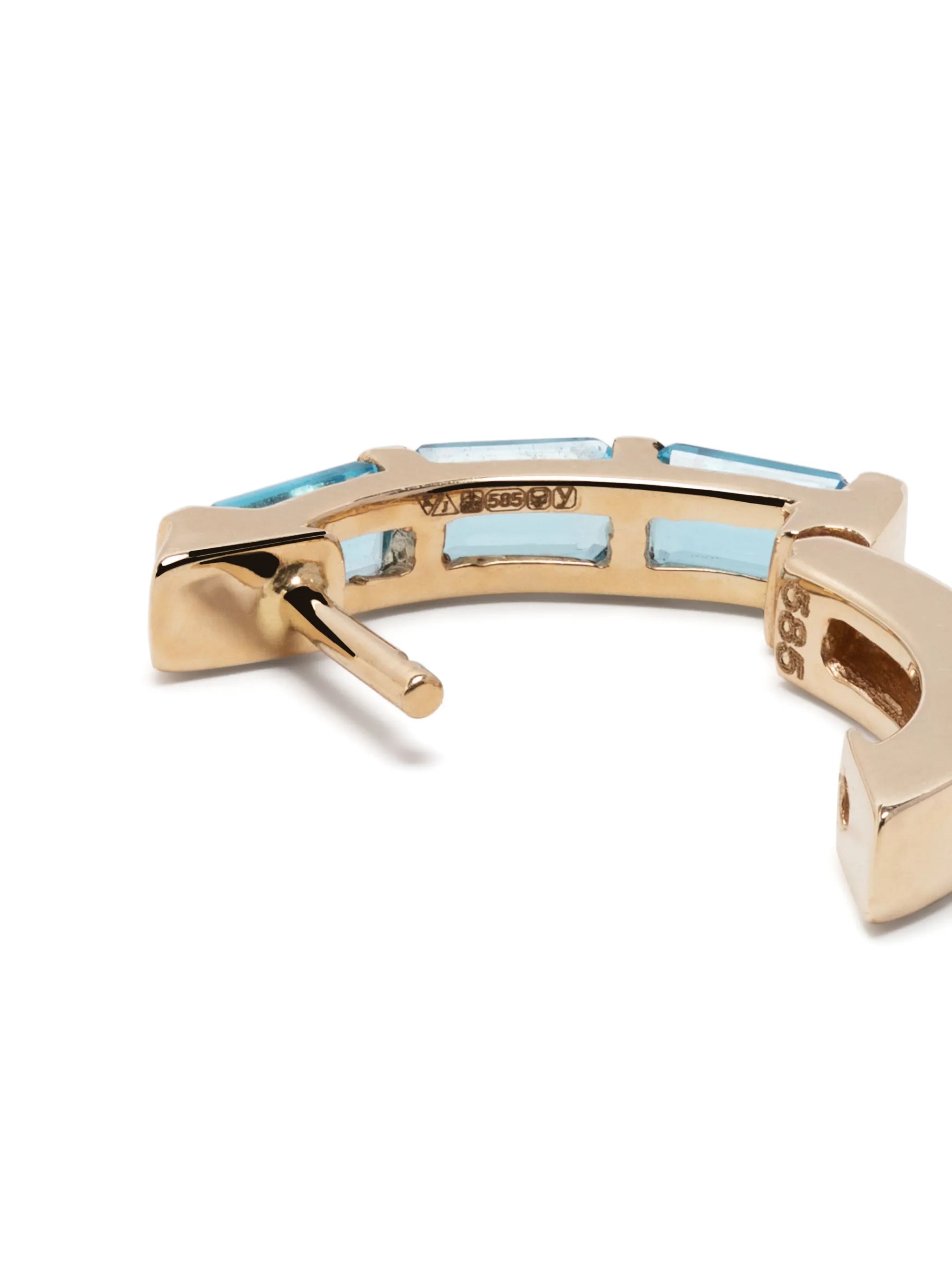 14kt yellow gold topaz drop hoop earring