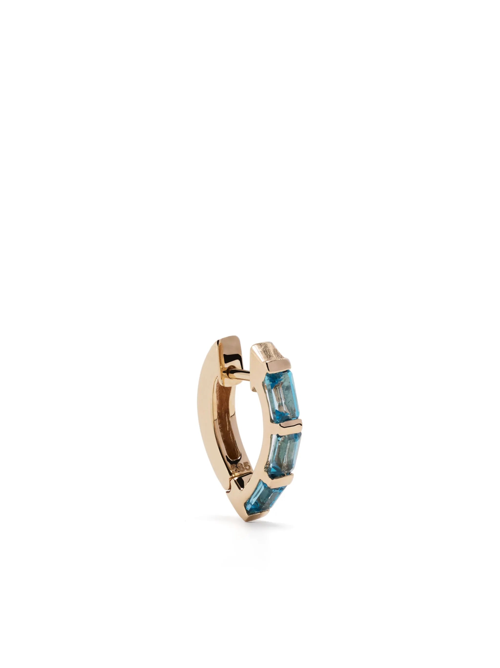 14kt yellow gold topaz drop hoop earring