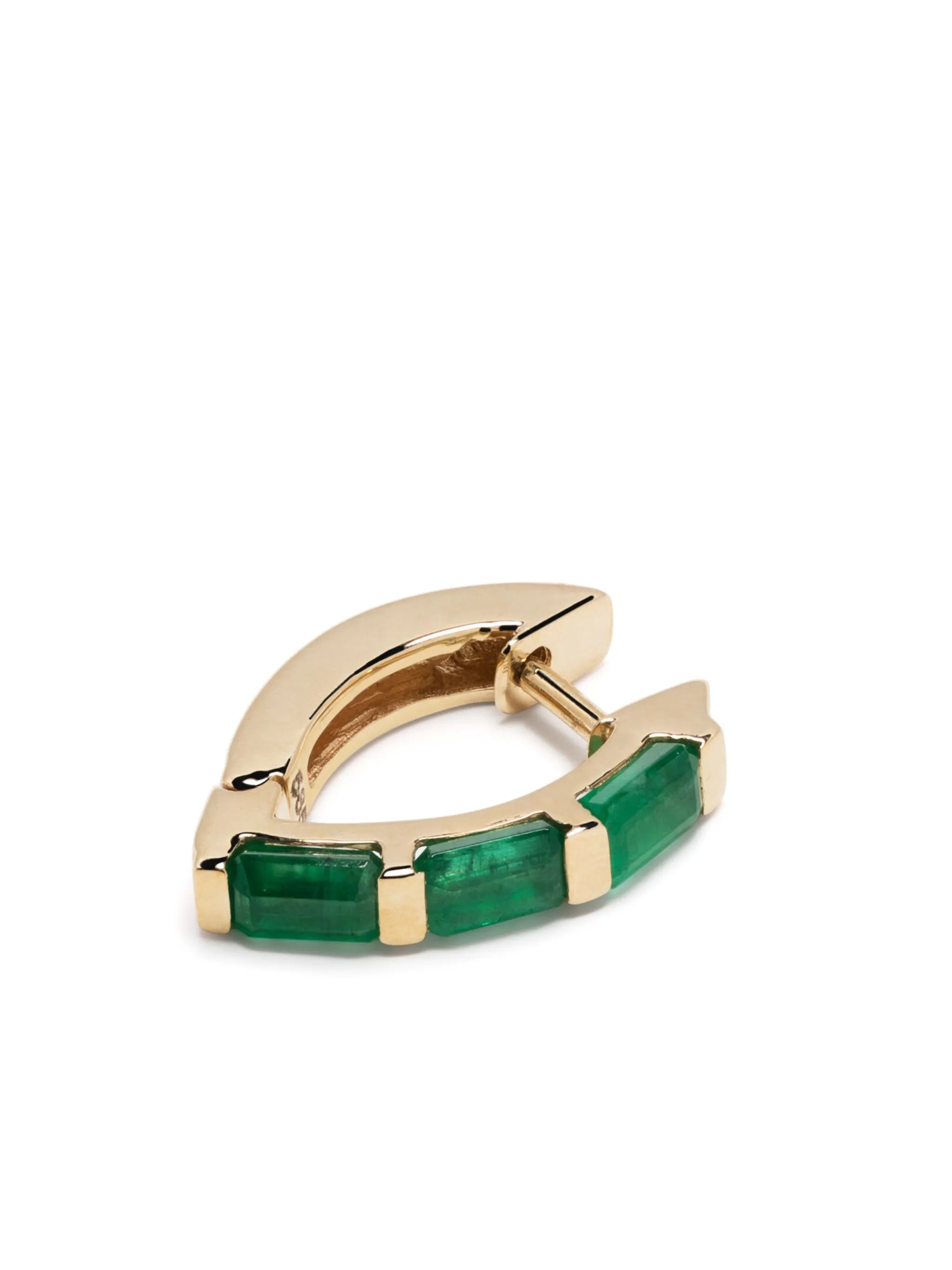14kt yellow gold emerald hoop earring