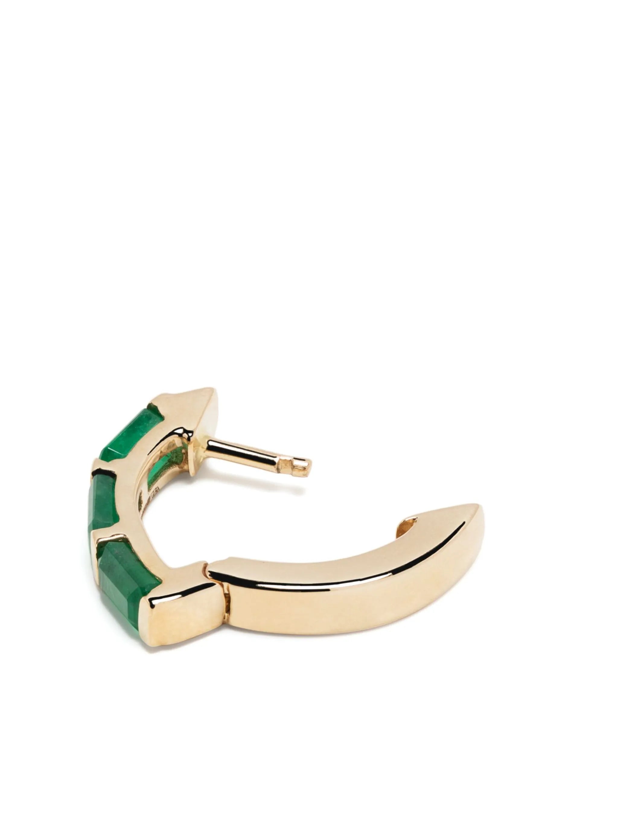 14kt yellow gold emerald hoop earring