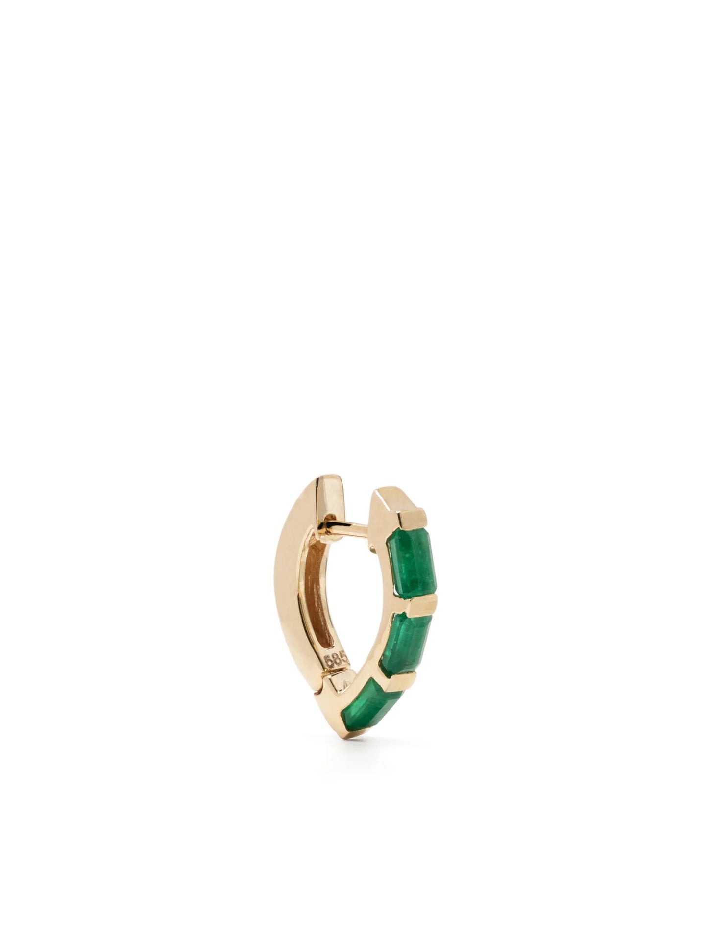 14kt yellow gold emerald hoop earring