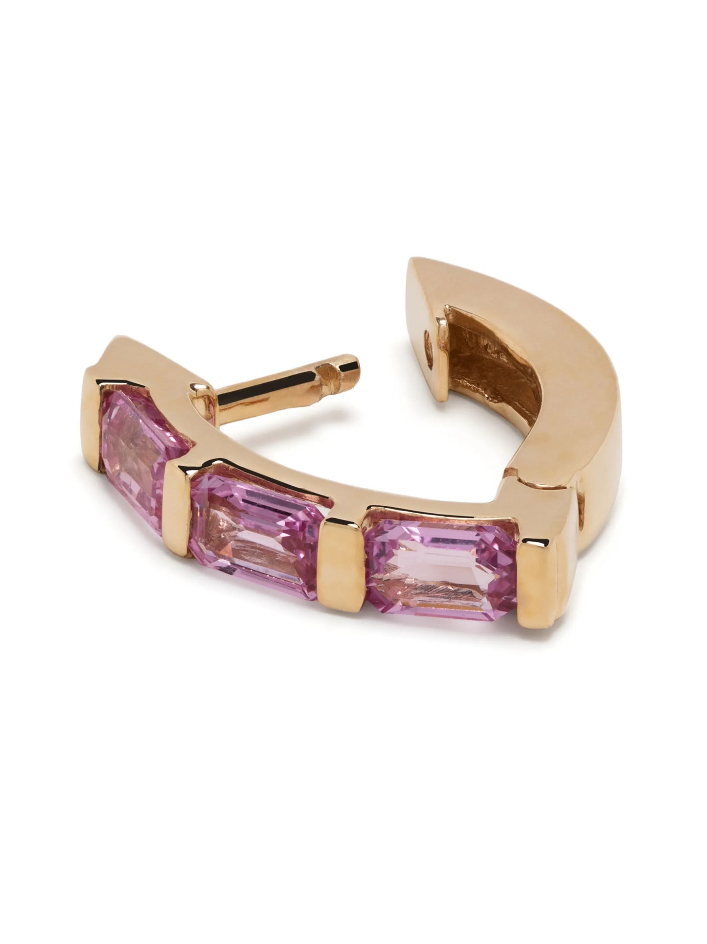 14kt yellow gold sapphire drop hoop earring