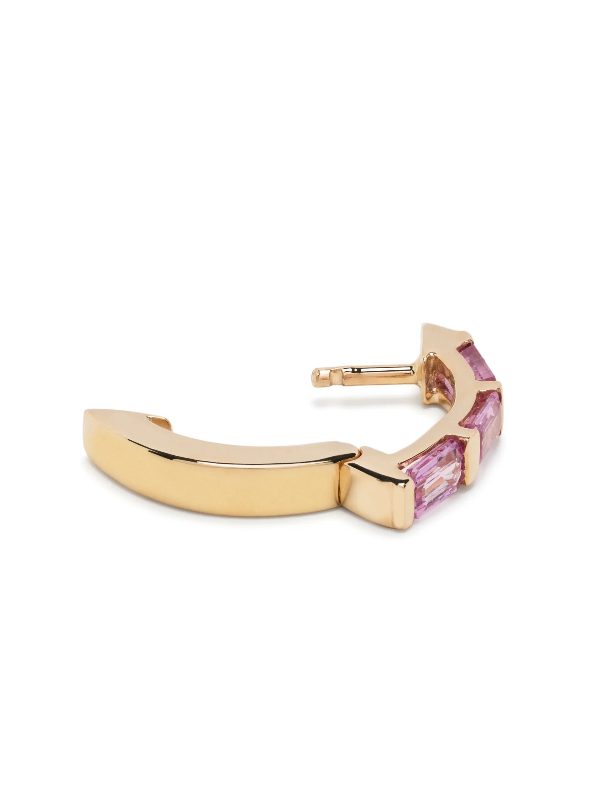 14kt yellow gold sapphire drop hoop earring