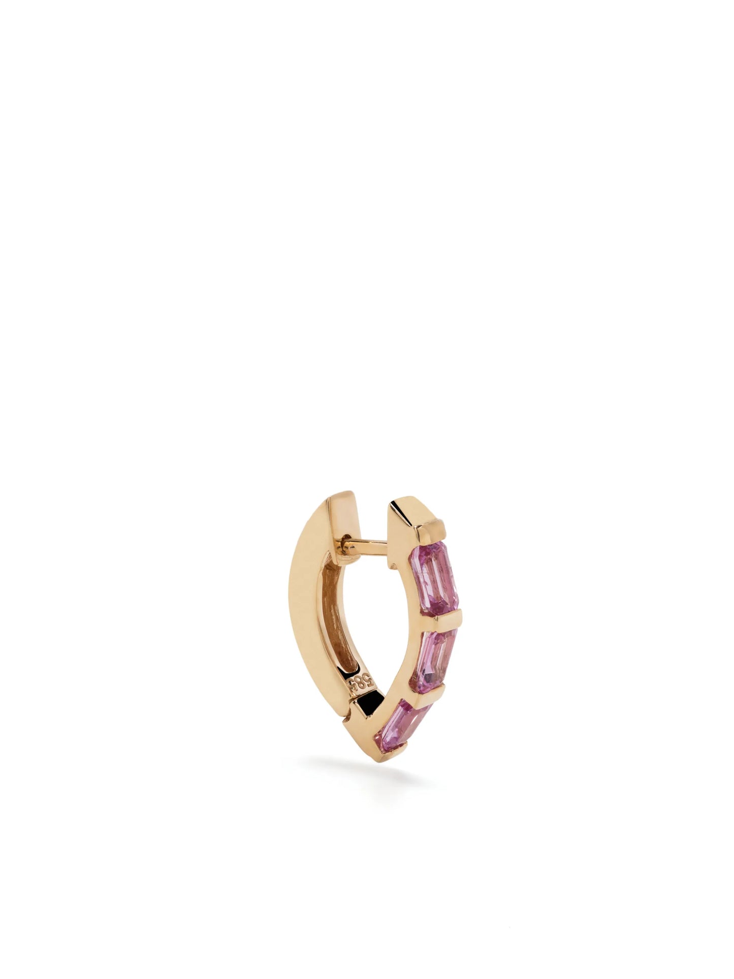 14kt yellow gold sapphire drop hoop earring