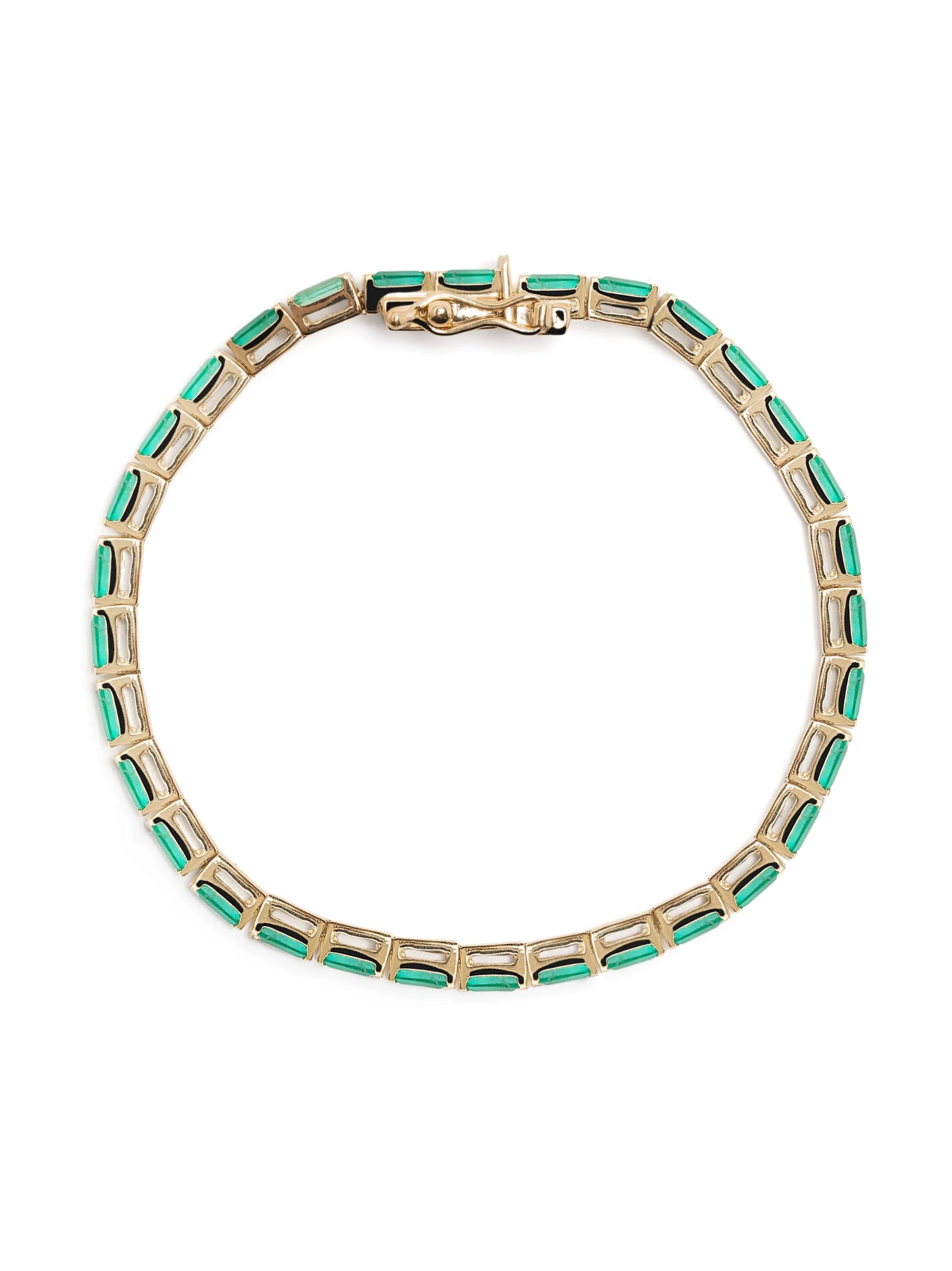14kt yellow gold emerald tennis bracelet