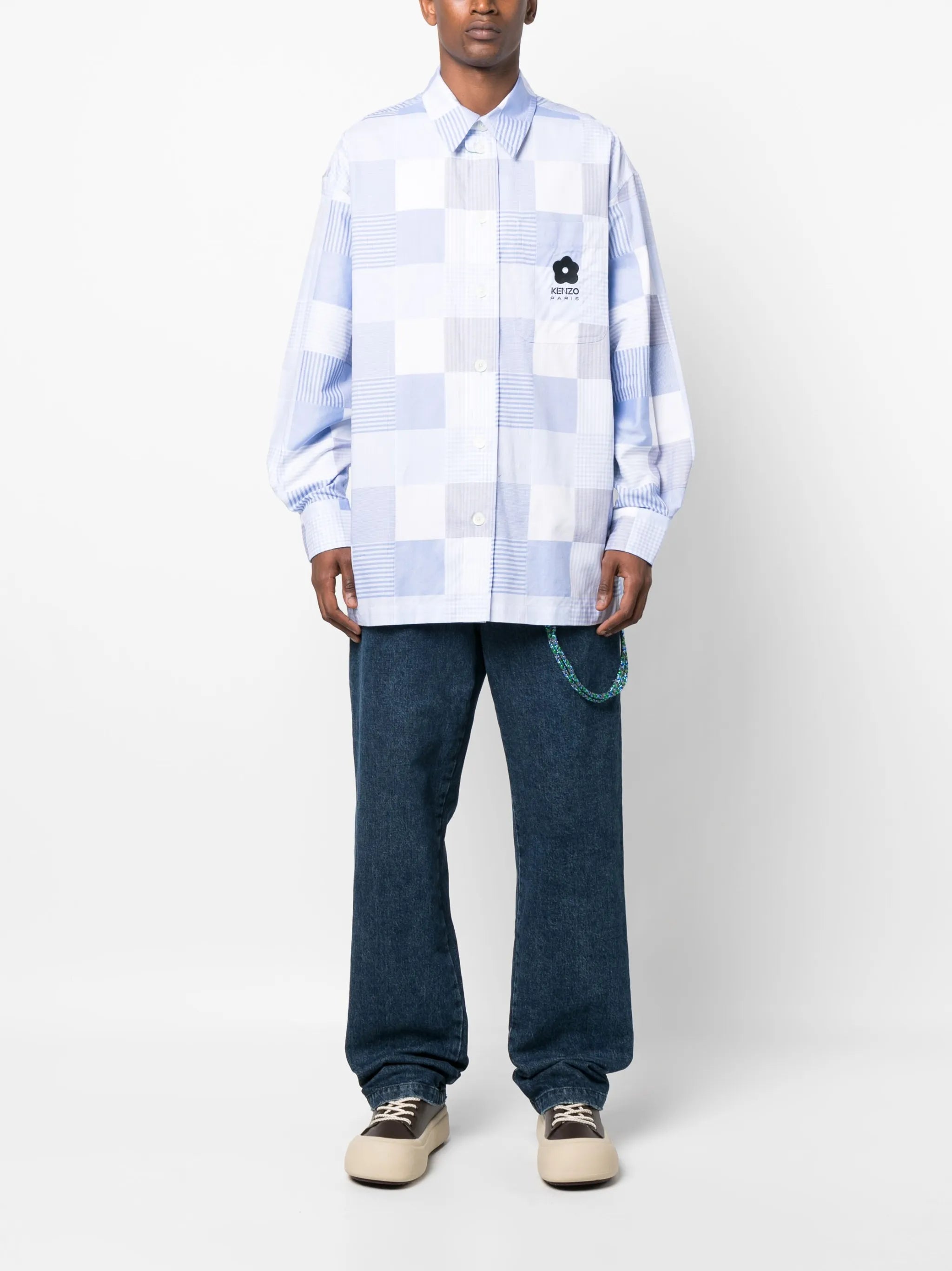 oversized Patchwork long-sleeve shirt