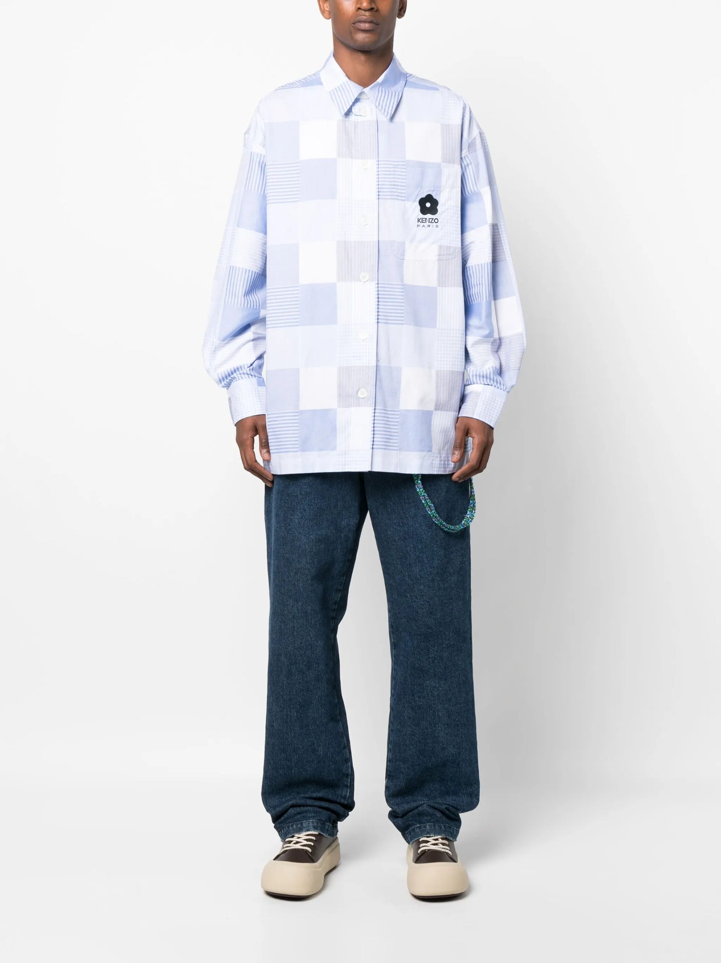 oversized Patchwork long-sleeve shirt