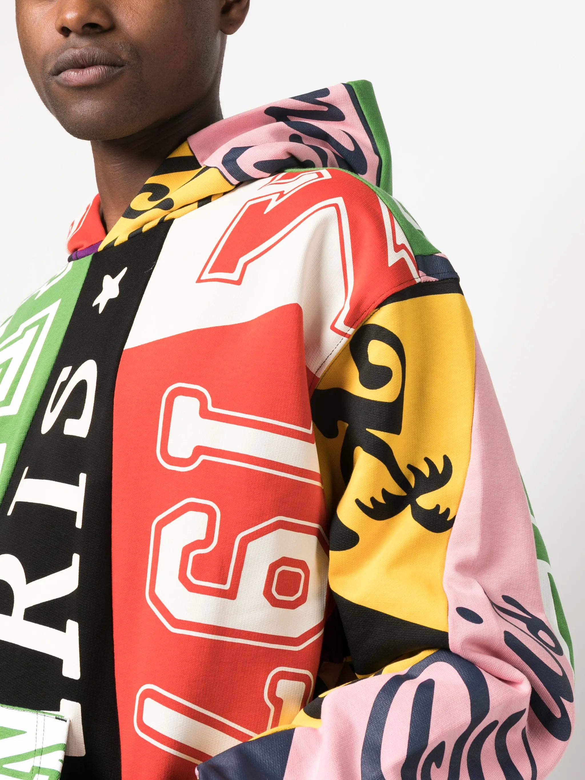 Flag-print cotton hoodie