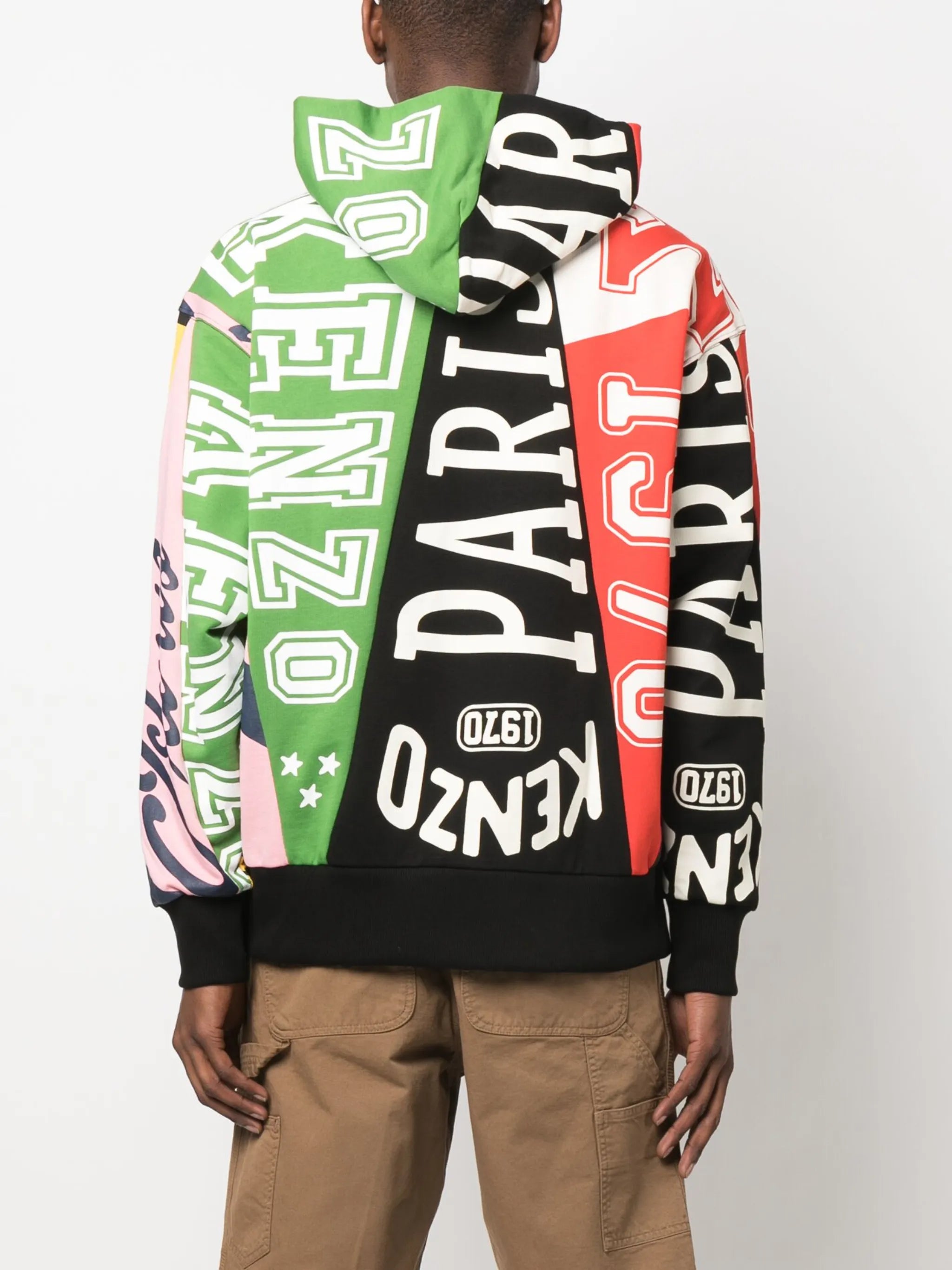 Flag-print cotton hoodie