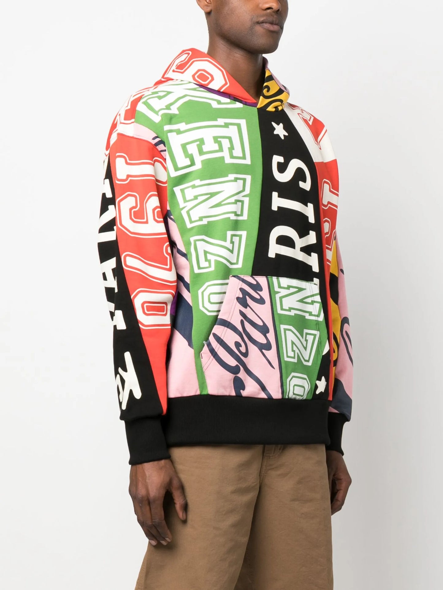 Flag-print cotton hoodie