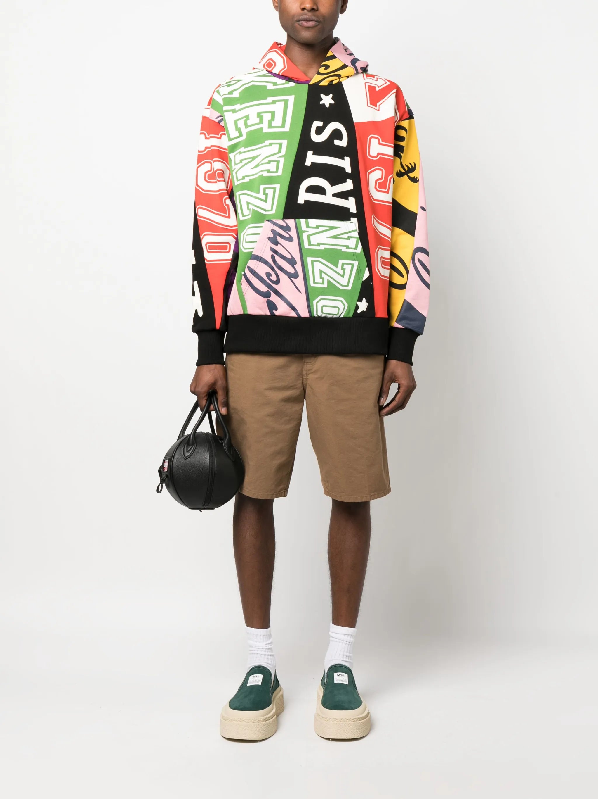 Flag-print cotton hoodie