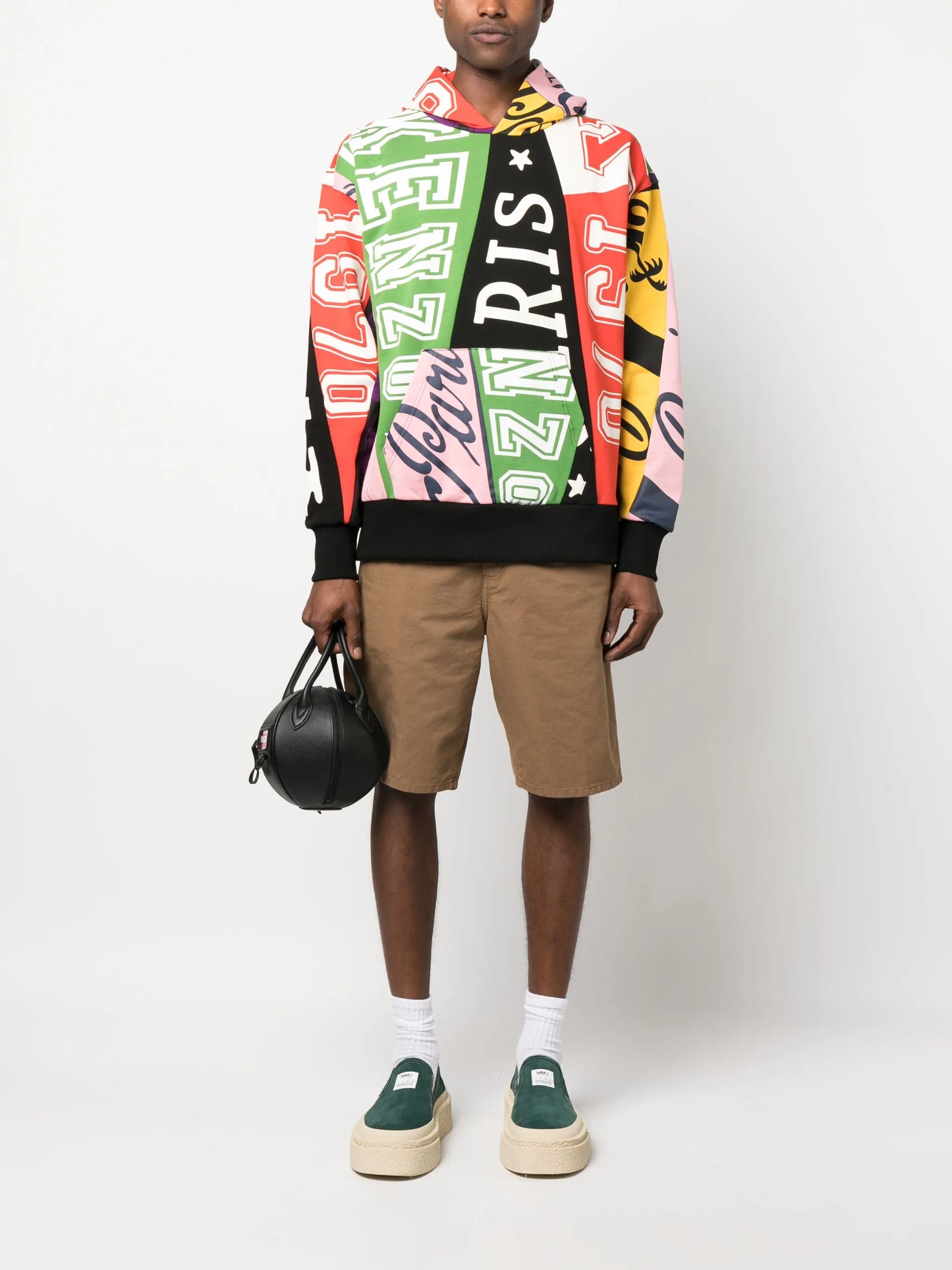 Flag-print cotton hoodie