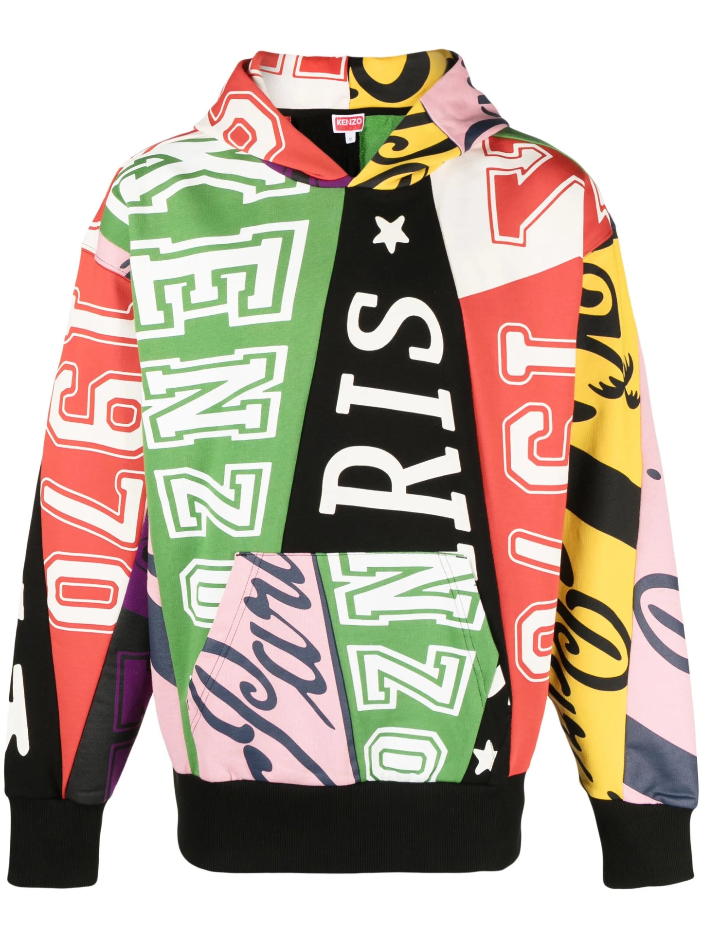 Flag-print cotton hoodie