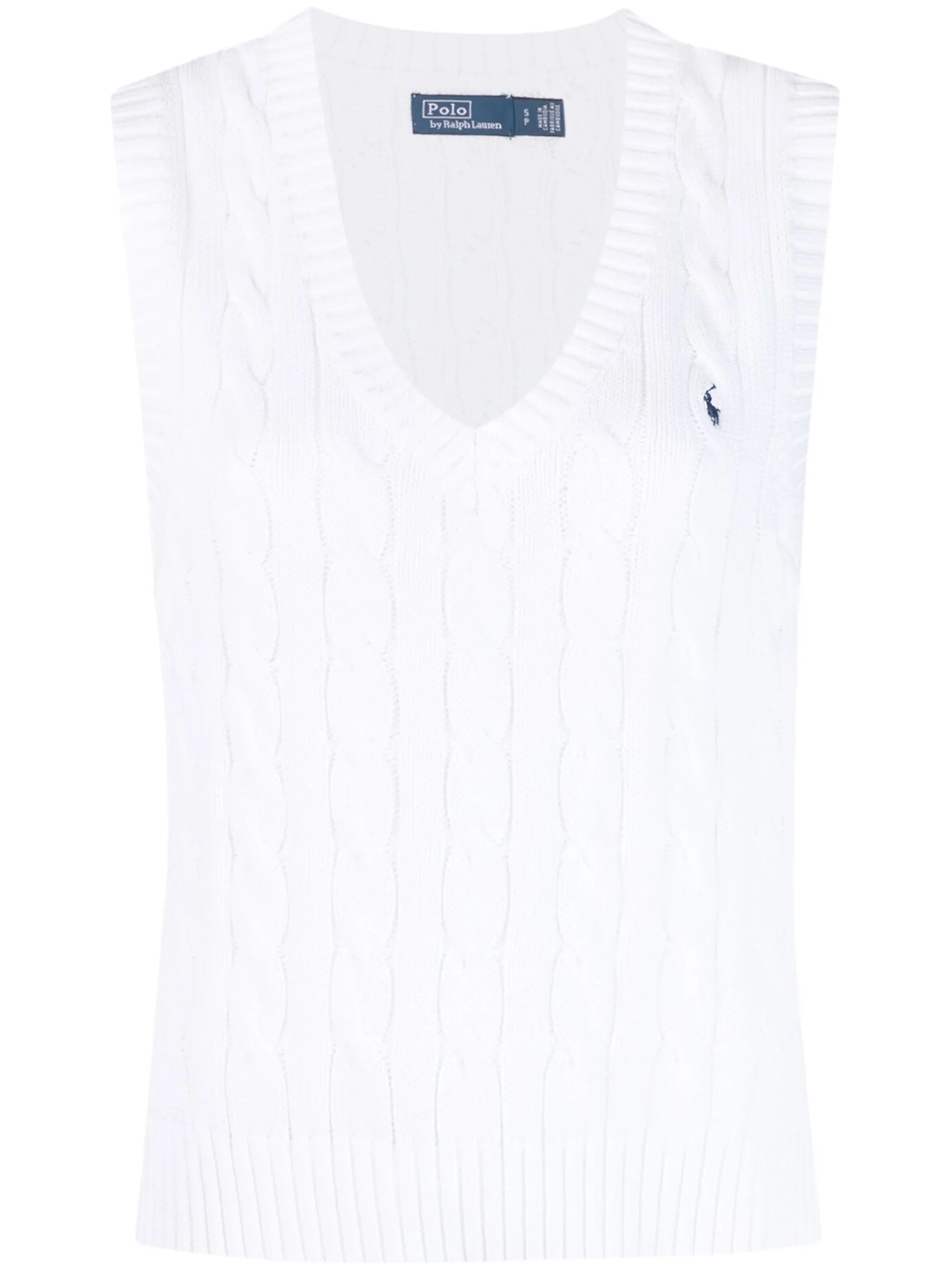 Polo Pony-embroidered V.neck knitted vest