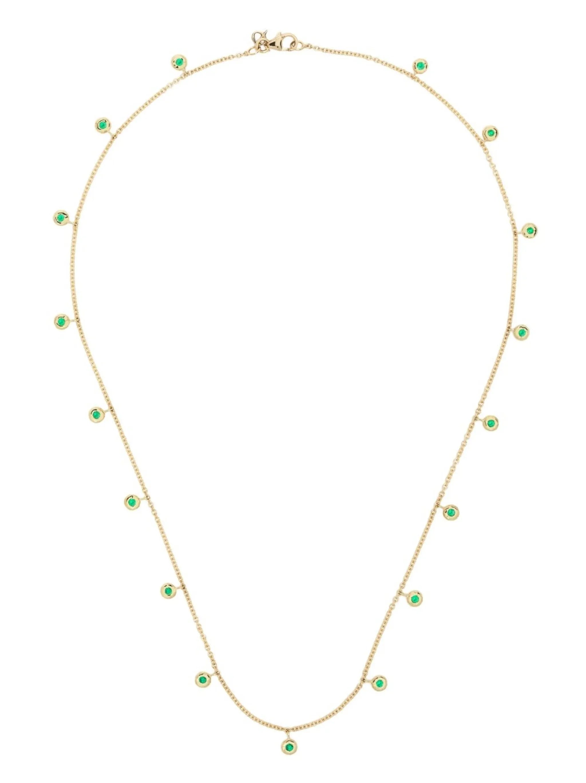 18kt yellow gold Nesting Gem emerald eternity necklace