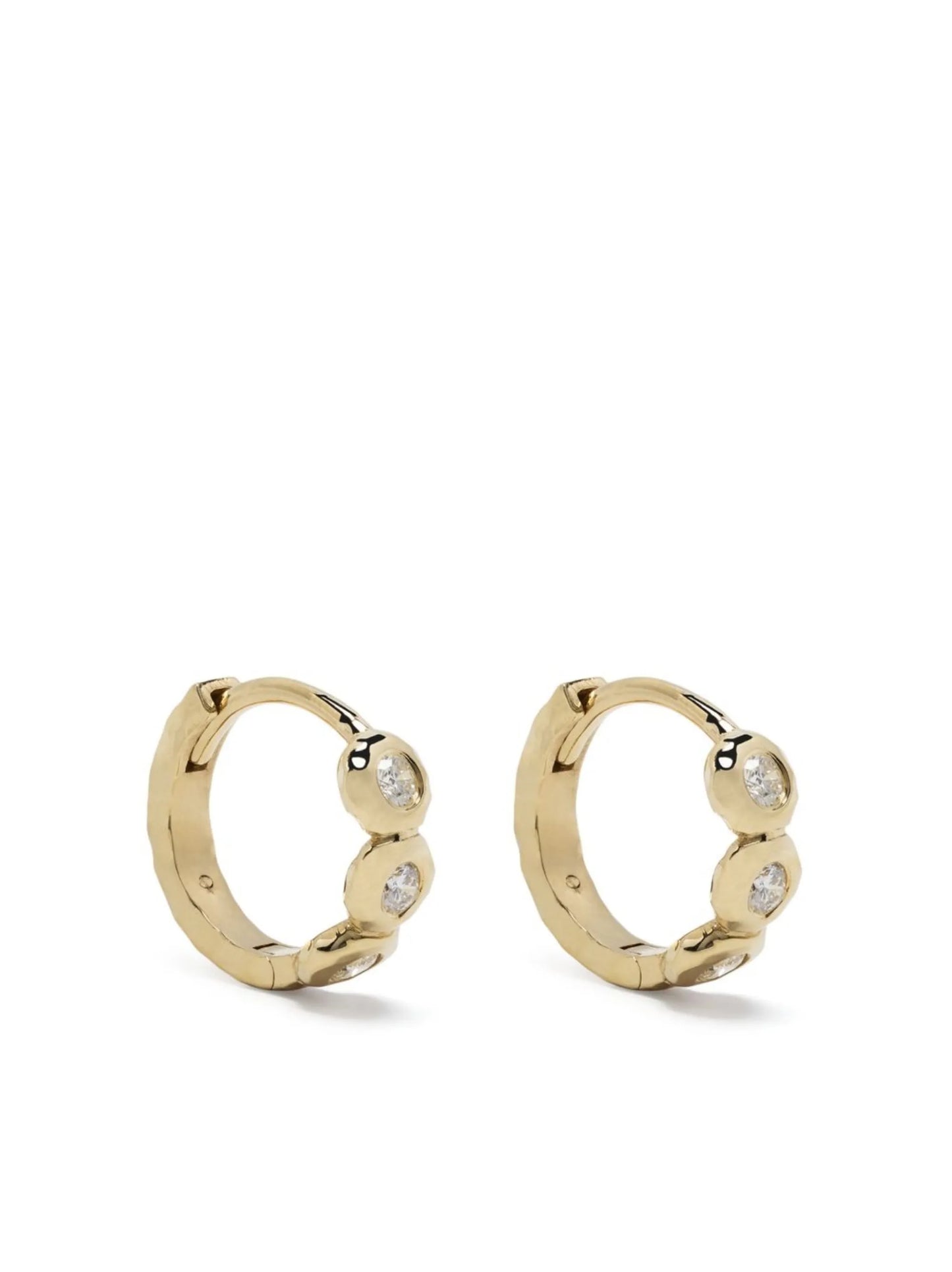 18kt yellow gold diamond hoop earring