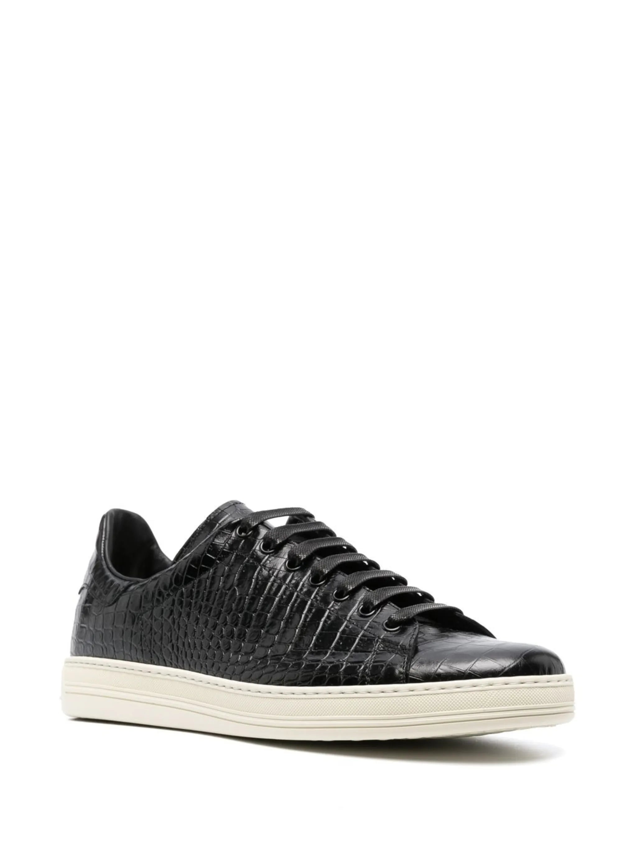 embossed crocodile effect leather sneakers