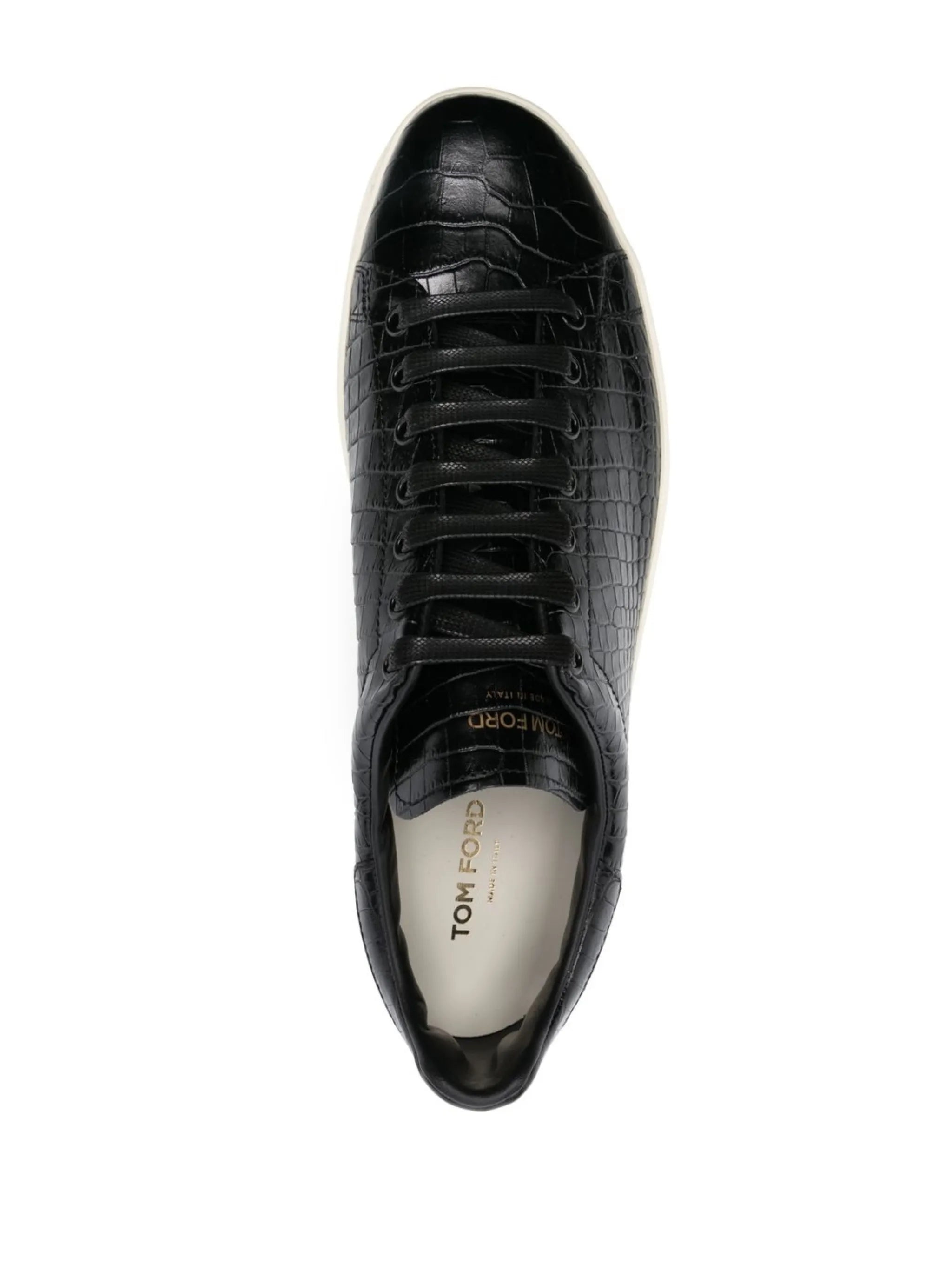 embossed crocodile effect leather sneakers