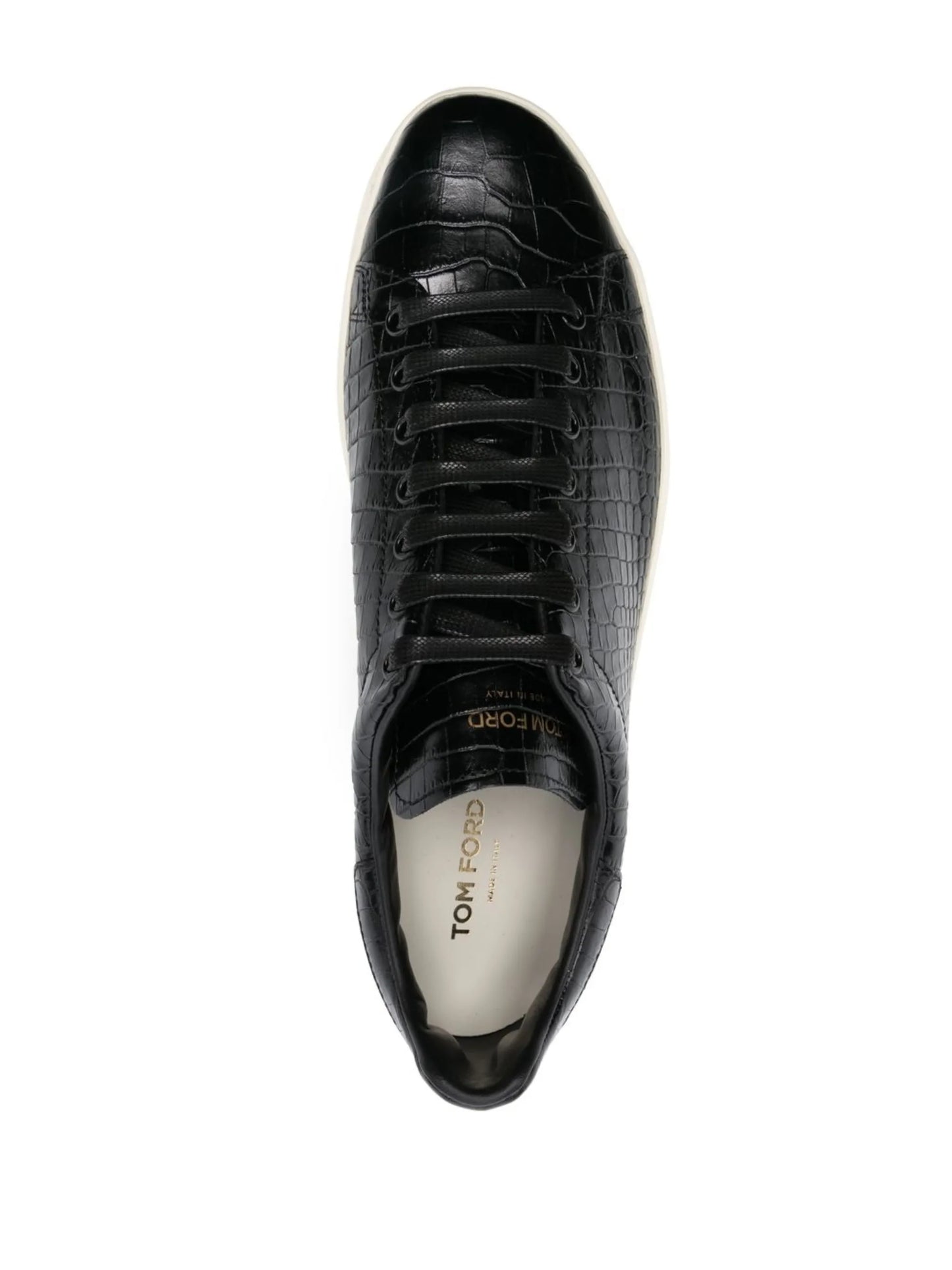 embossed crocodile effect leather sneakers