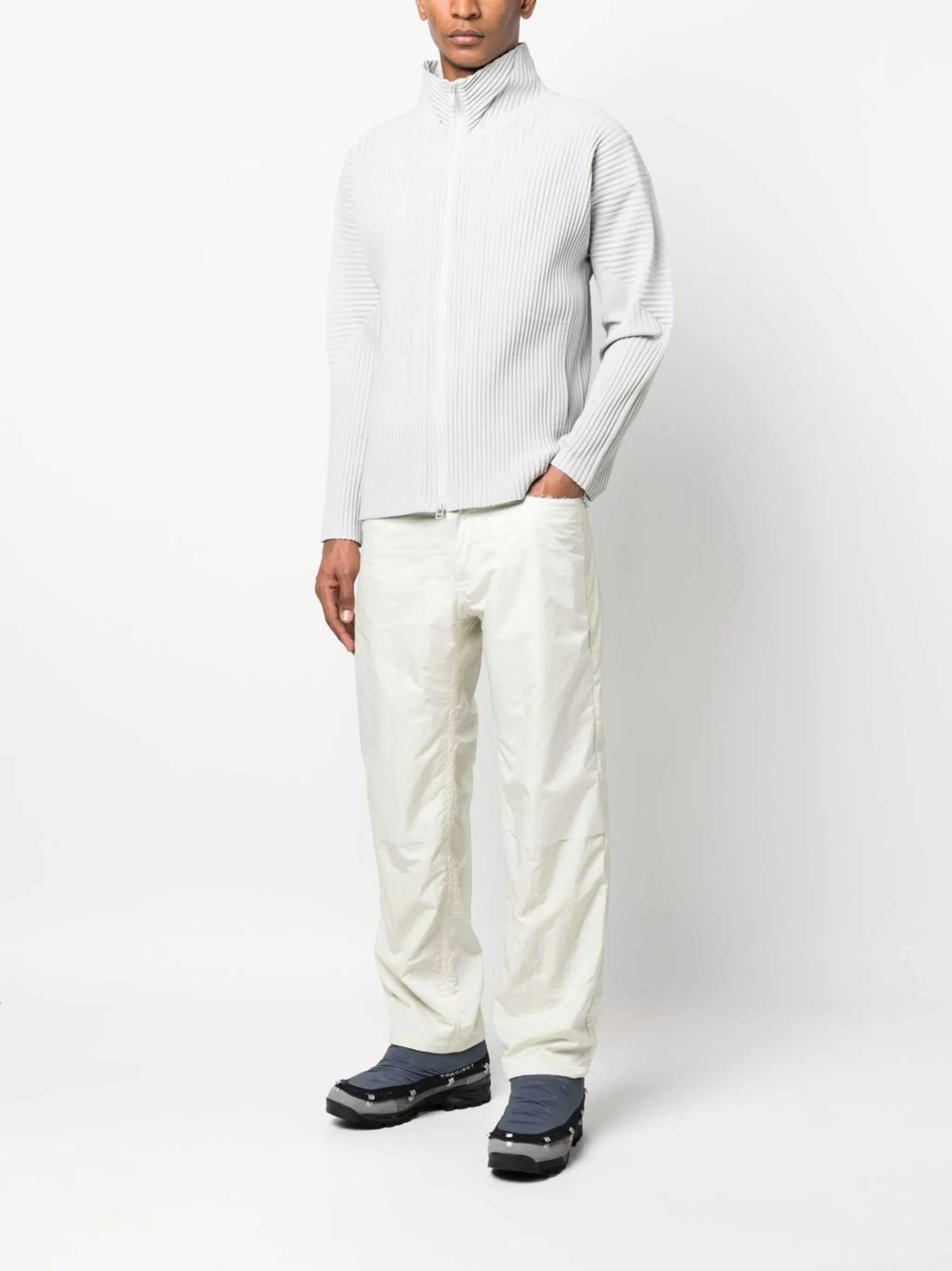 reversible fluffy-knit trousers