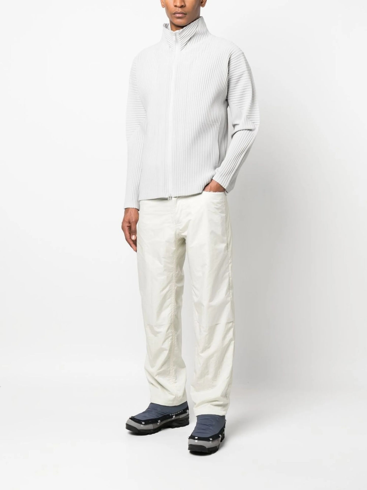 reversible fluffy-knit trousers