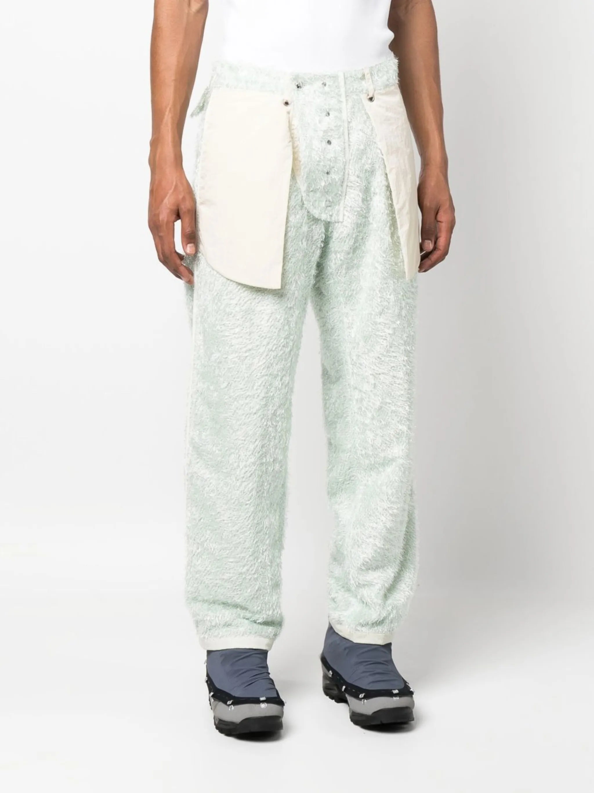 reversible fluffy-knit trousers