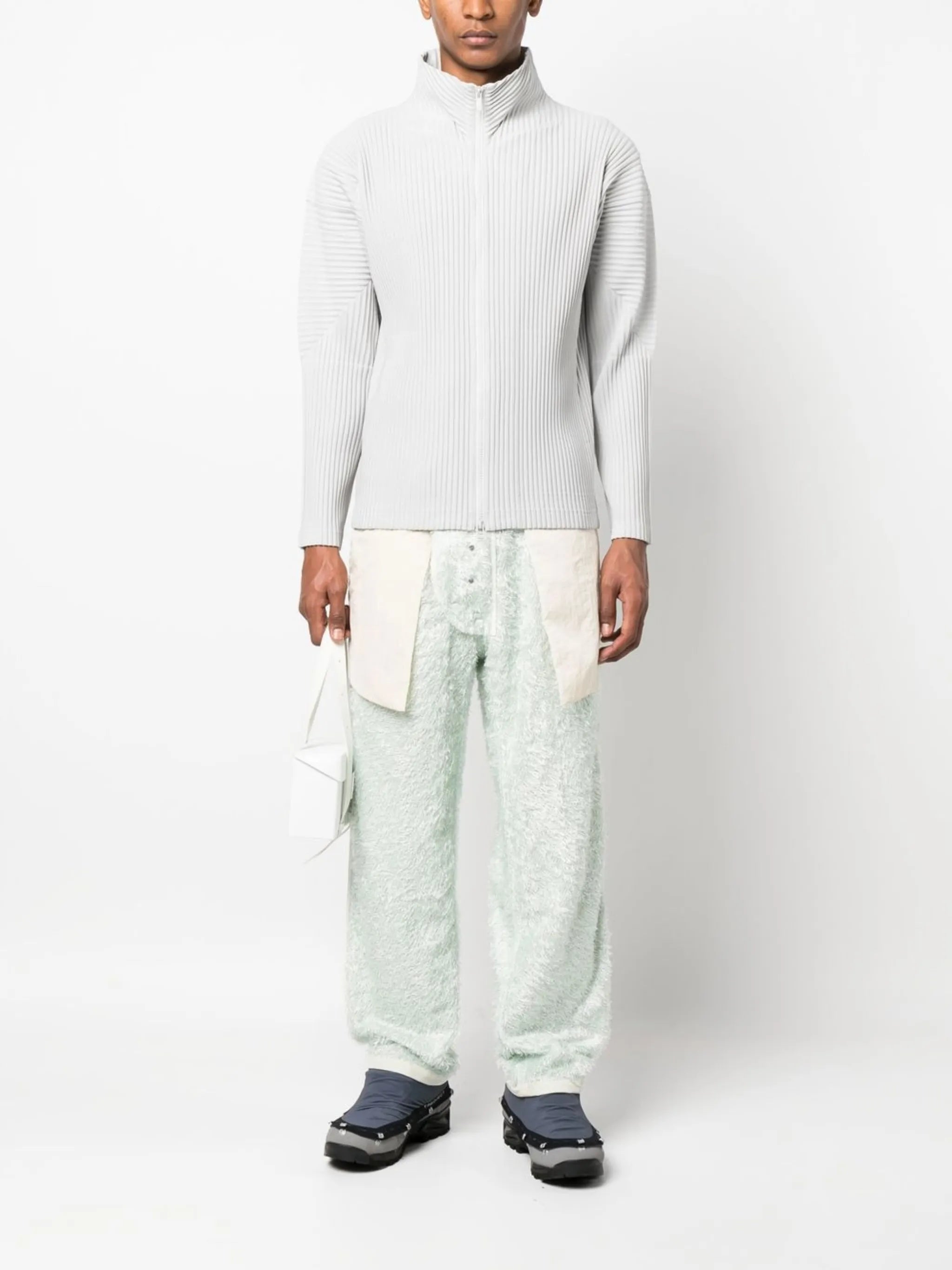 reversible fluffy-knit trousers