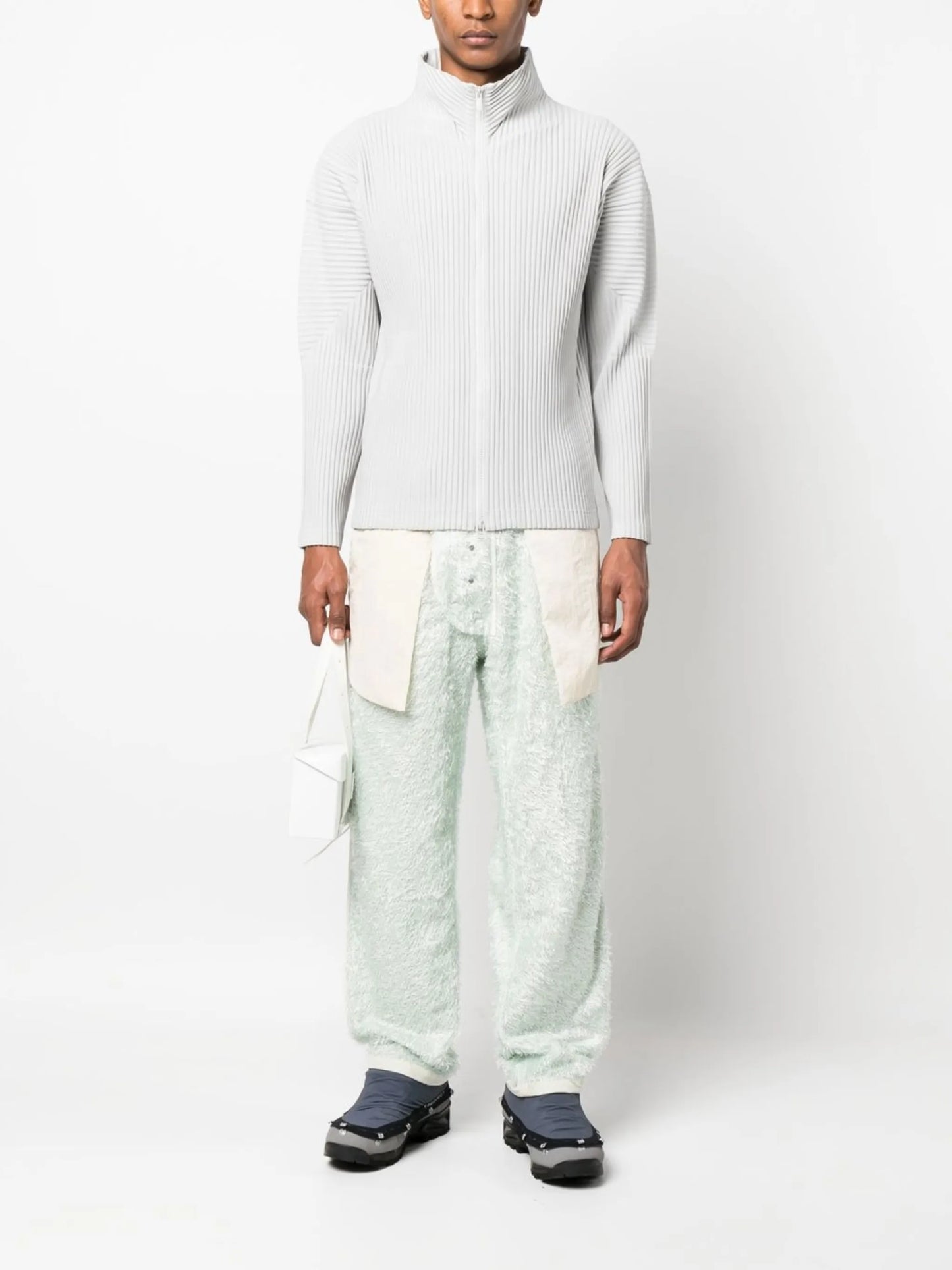 reversible fluffy-knit trousers