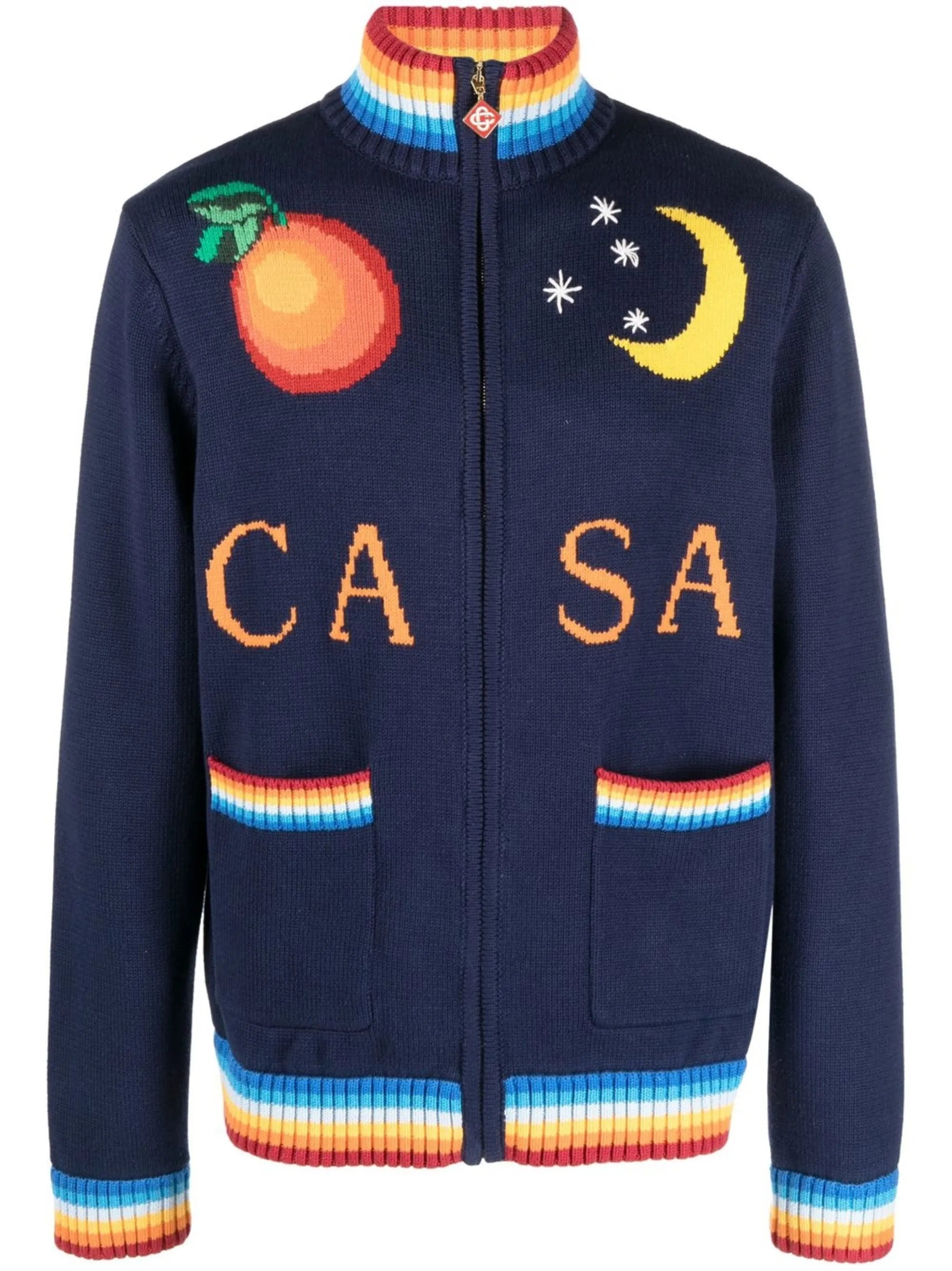 logo intarsia-knit zipped jumper