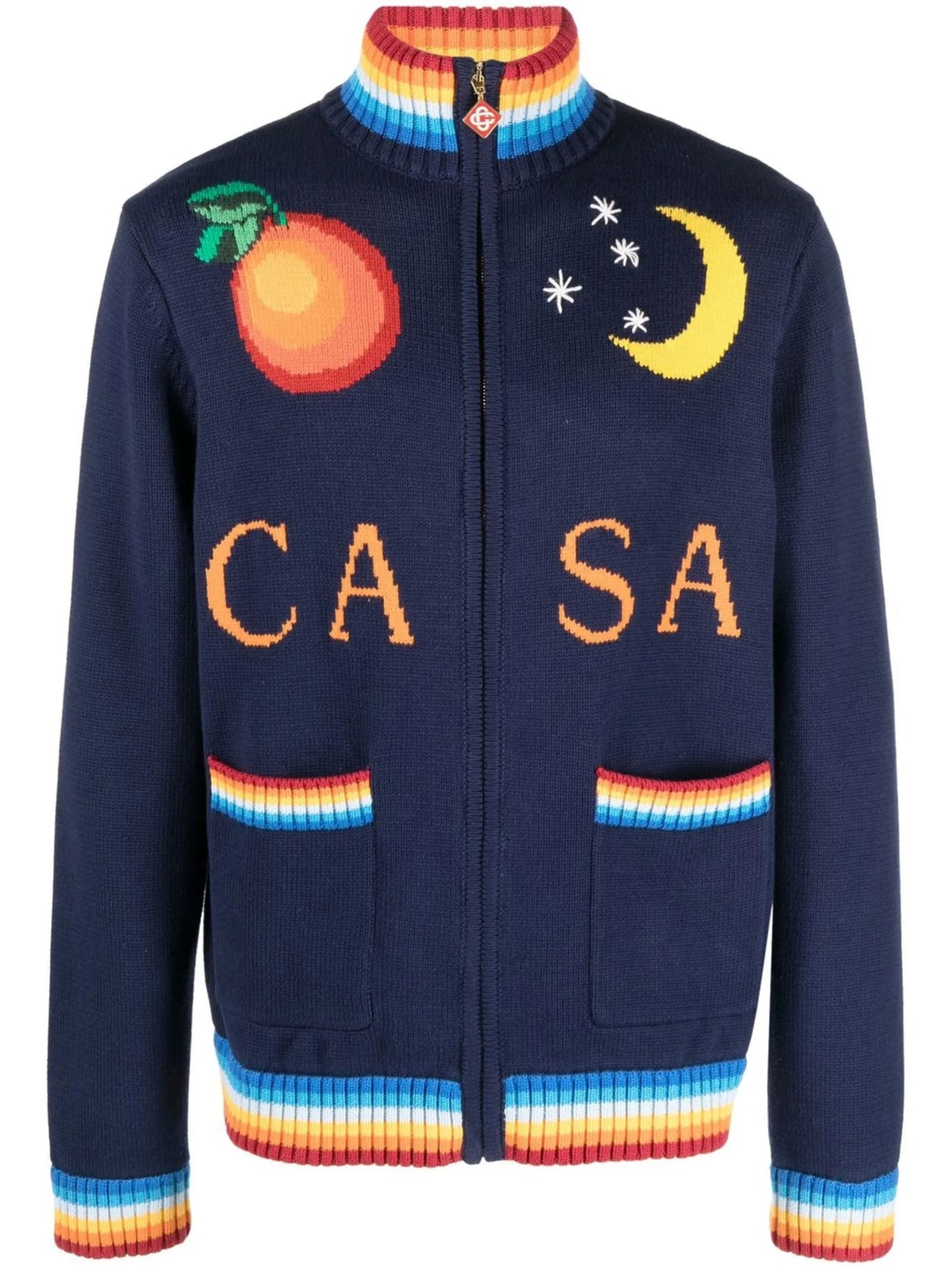logo intarsia-knit zipped jumper