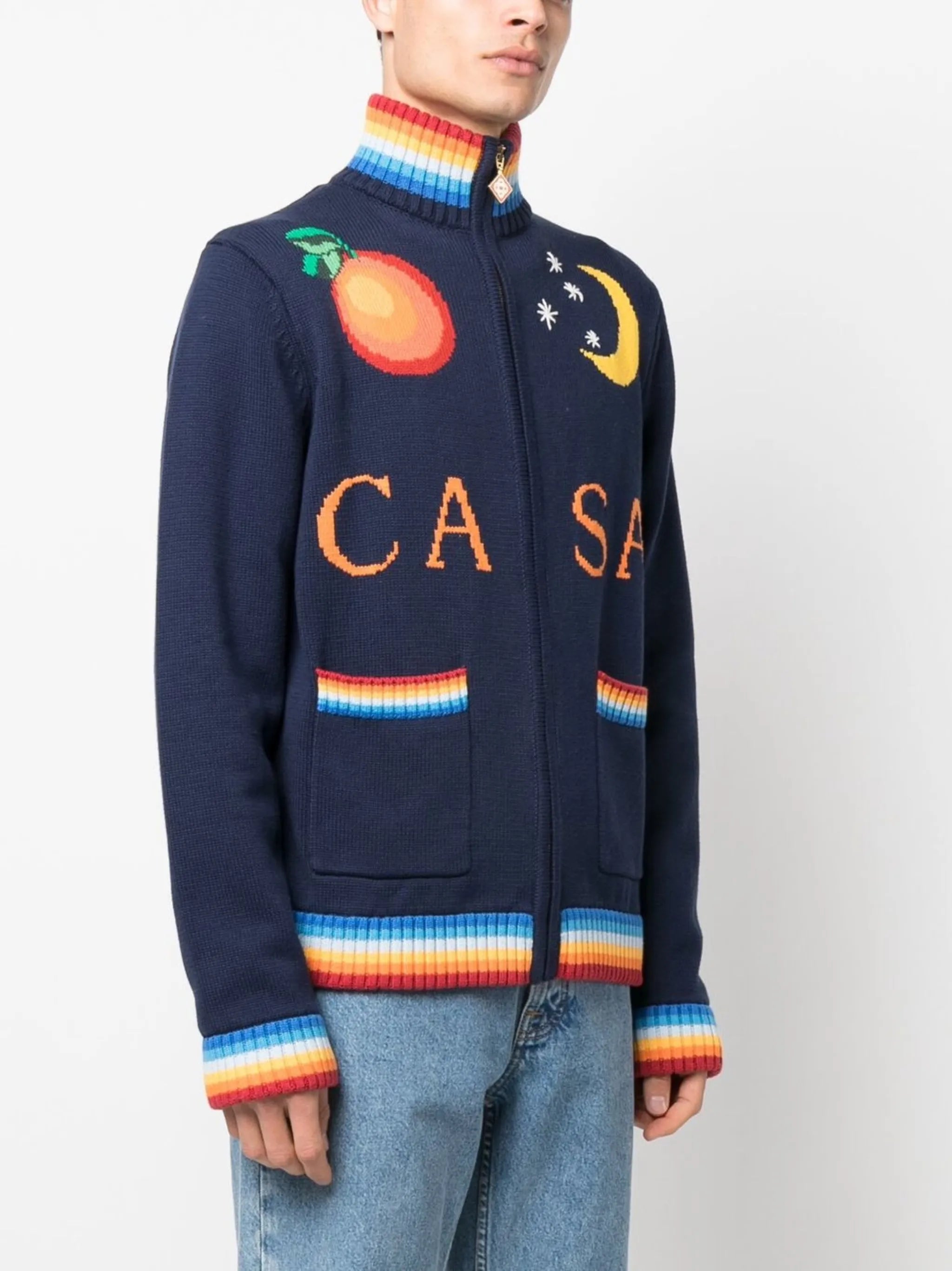 logo intarsia-knit zipped jumper