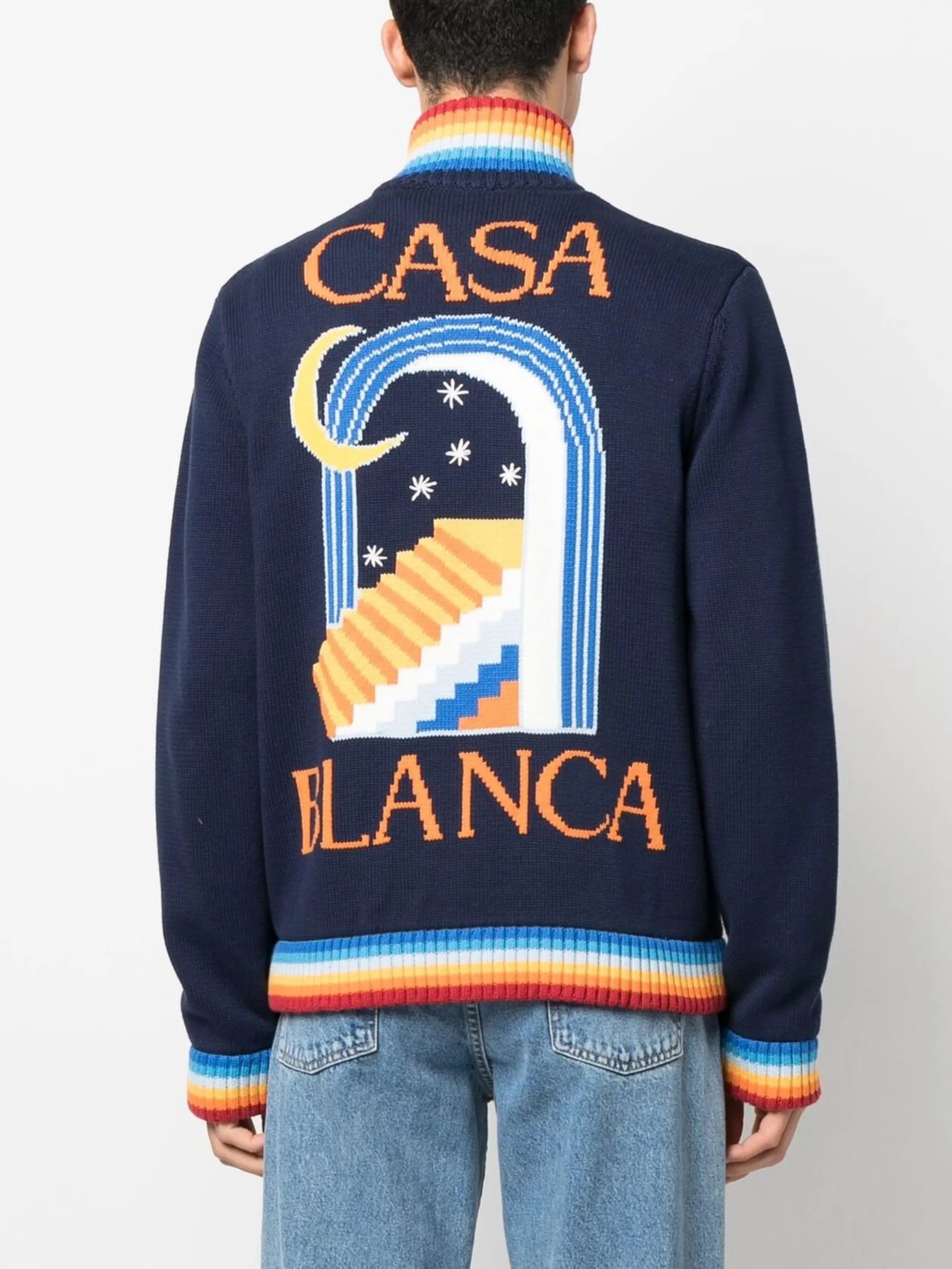 logo intarsia-knit zipped jumper