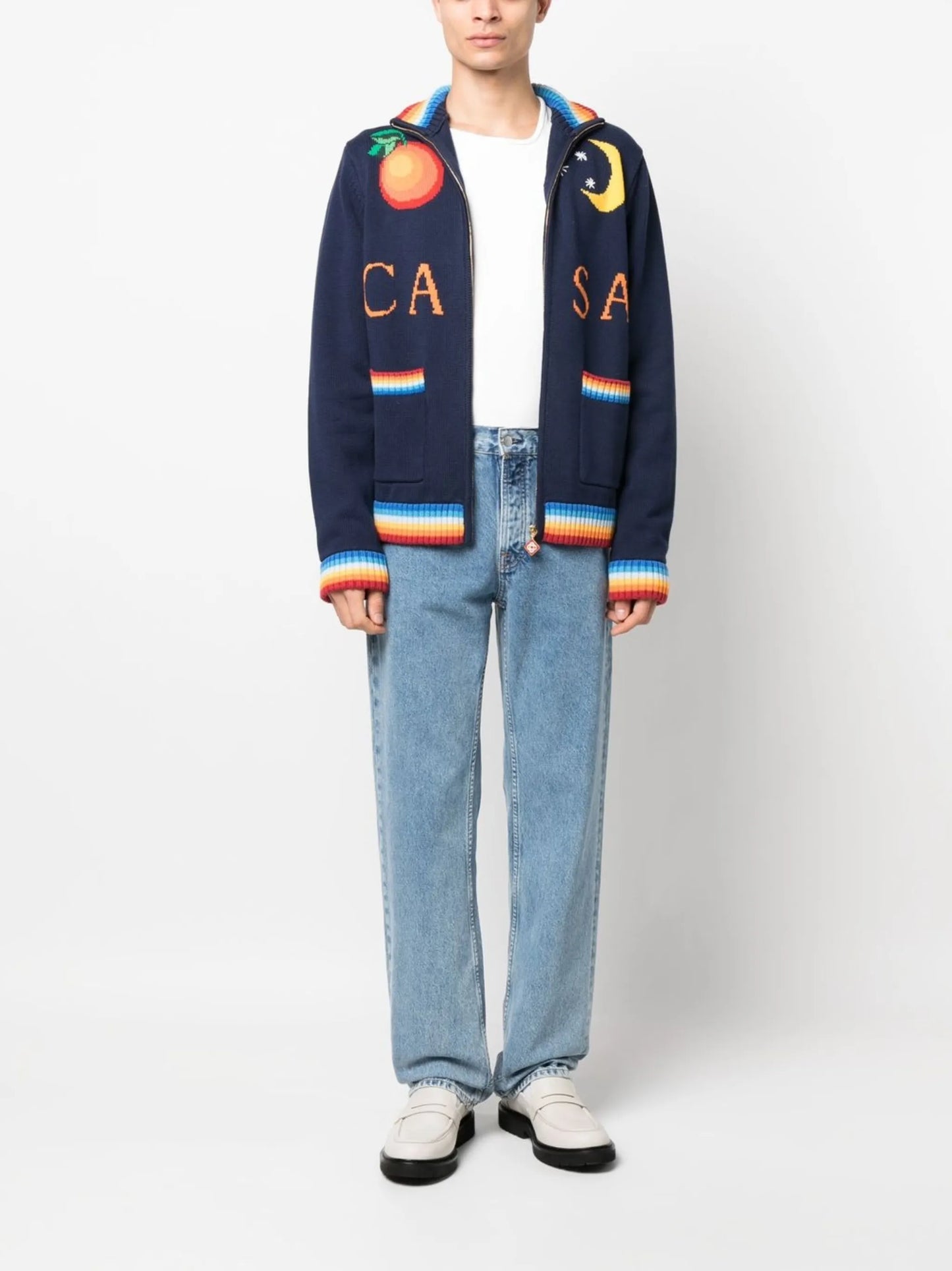 logo intarsia-knit zipped jumper