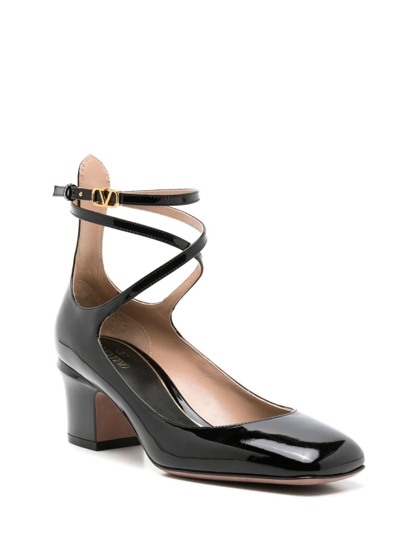 60mm Tan-Go patent-leather pumps
