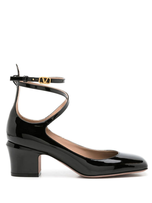 60mm Tan-Go patent-leather pumps