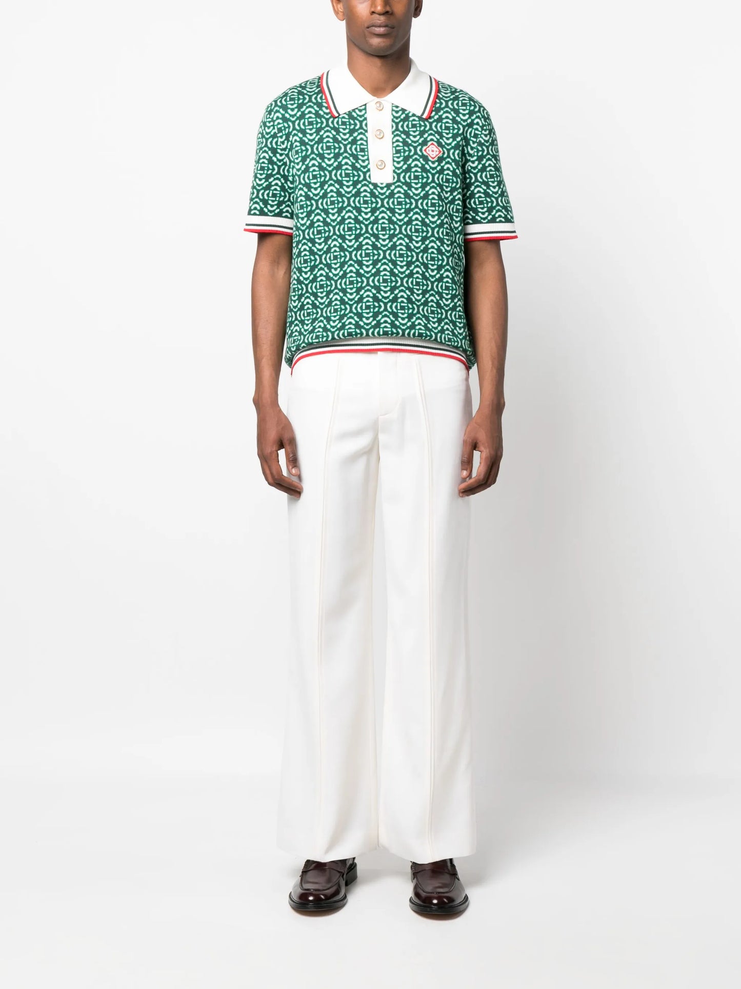 jacquard-logo polo shirt