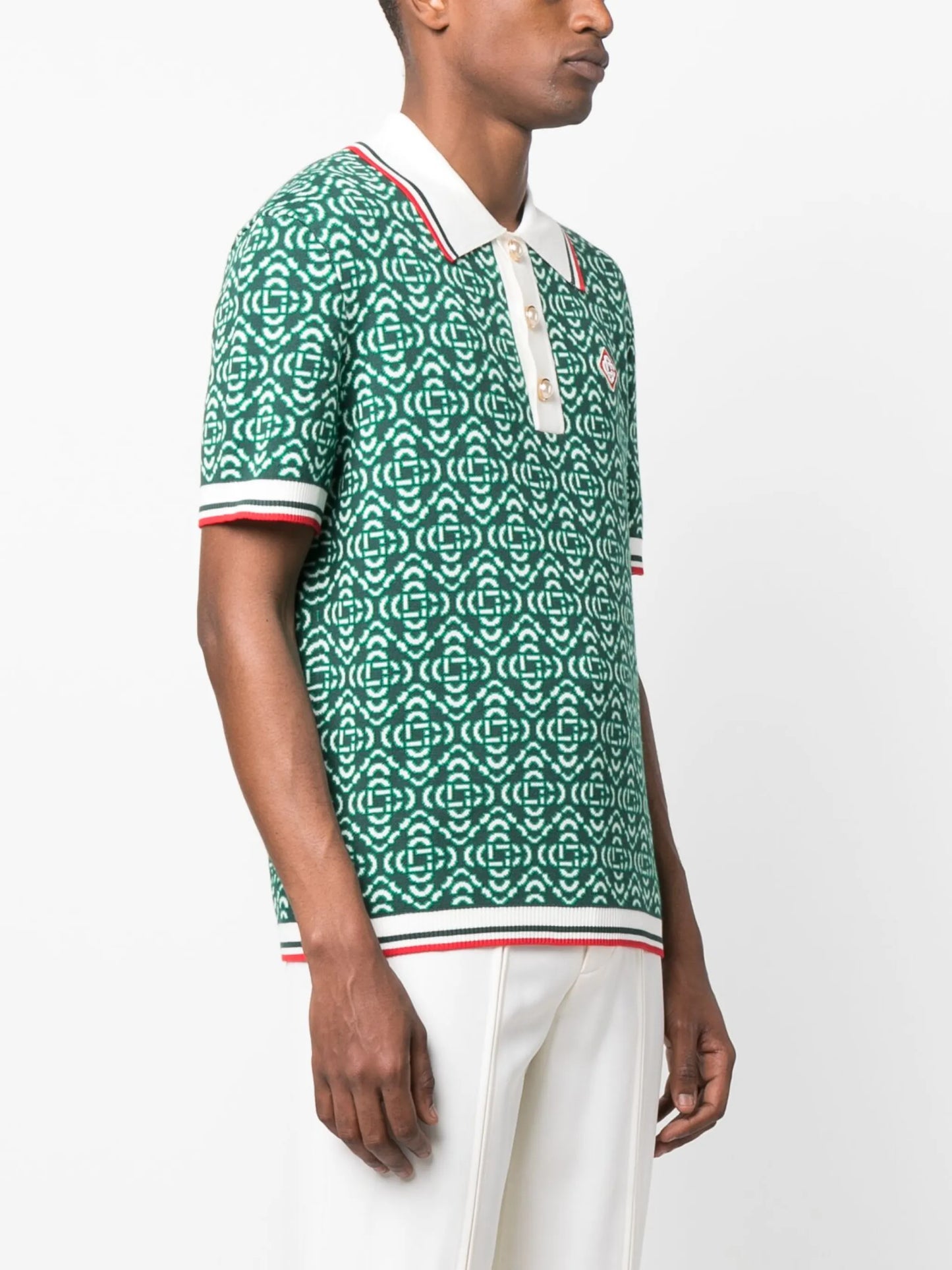 jacquard-logo polo shirt