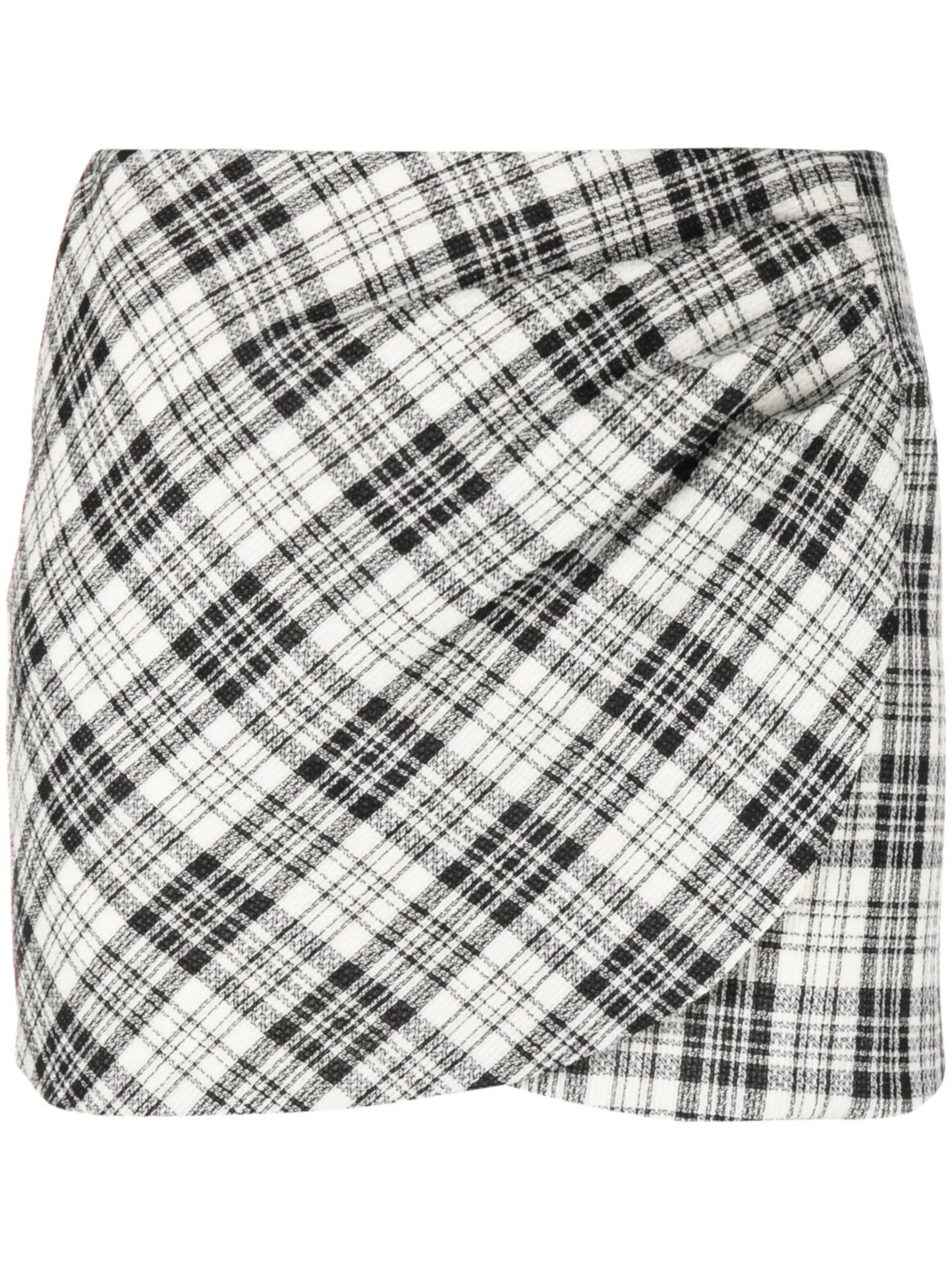 high-waisted check-pattern skirt
