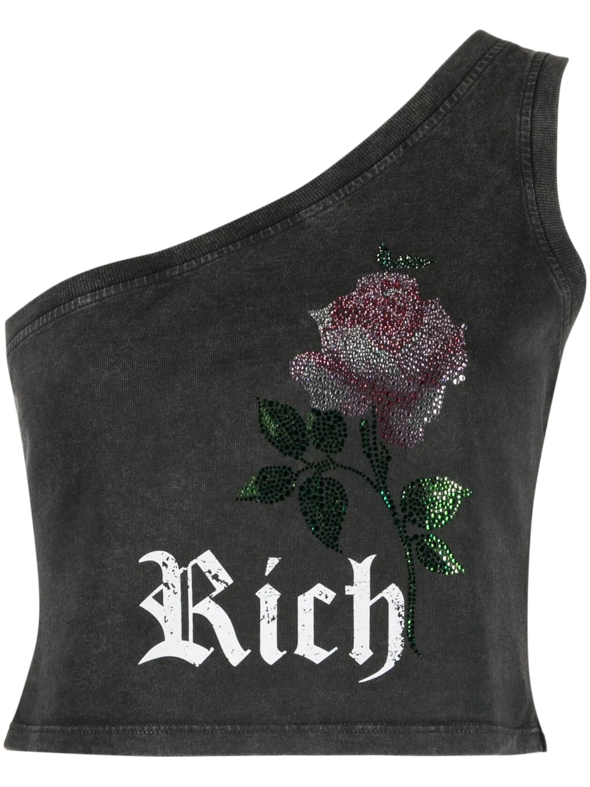 graphic-print one-shoulder top