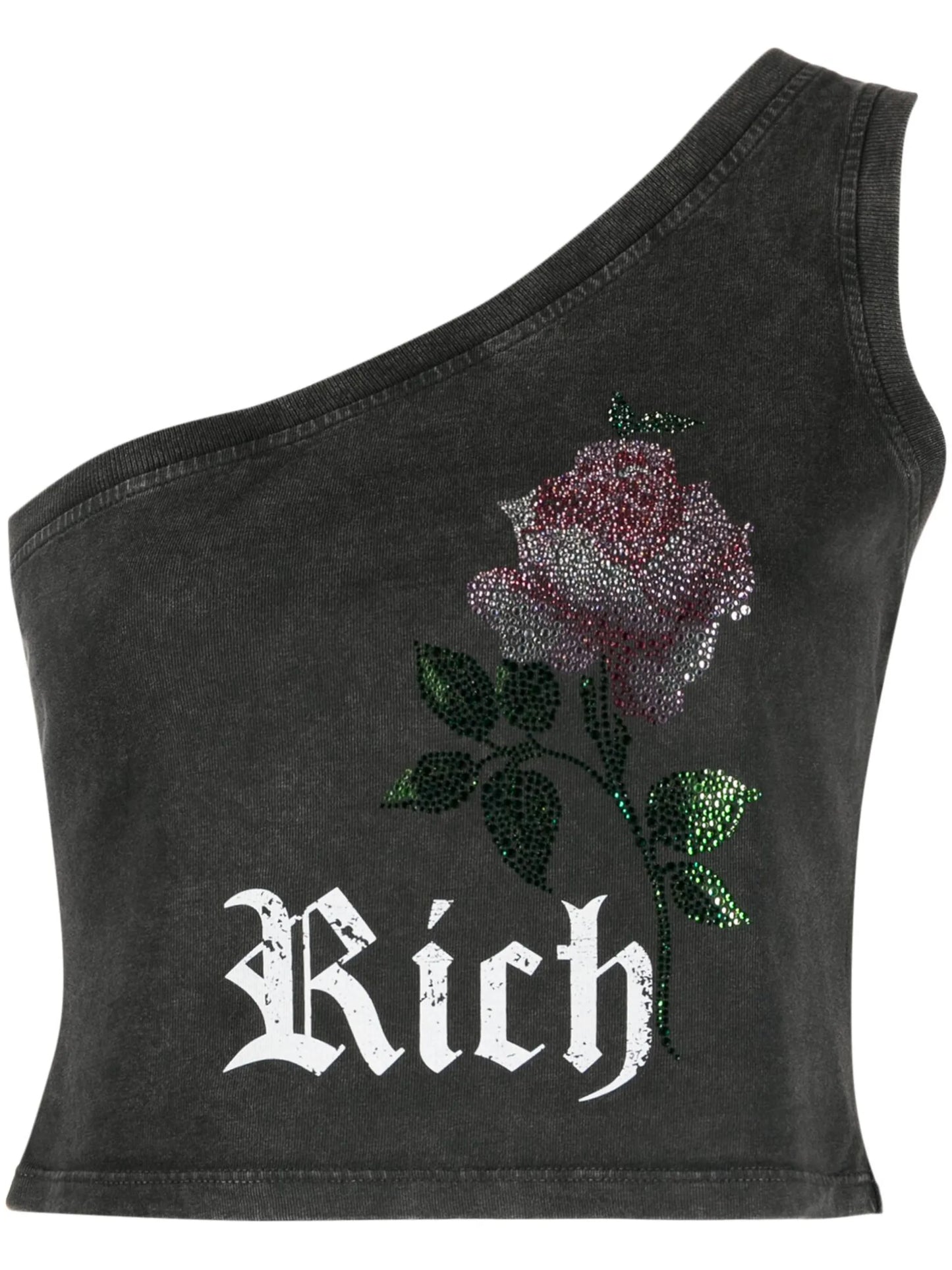 graphic-print one-shoulder top