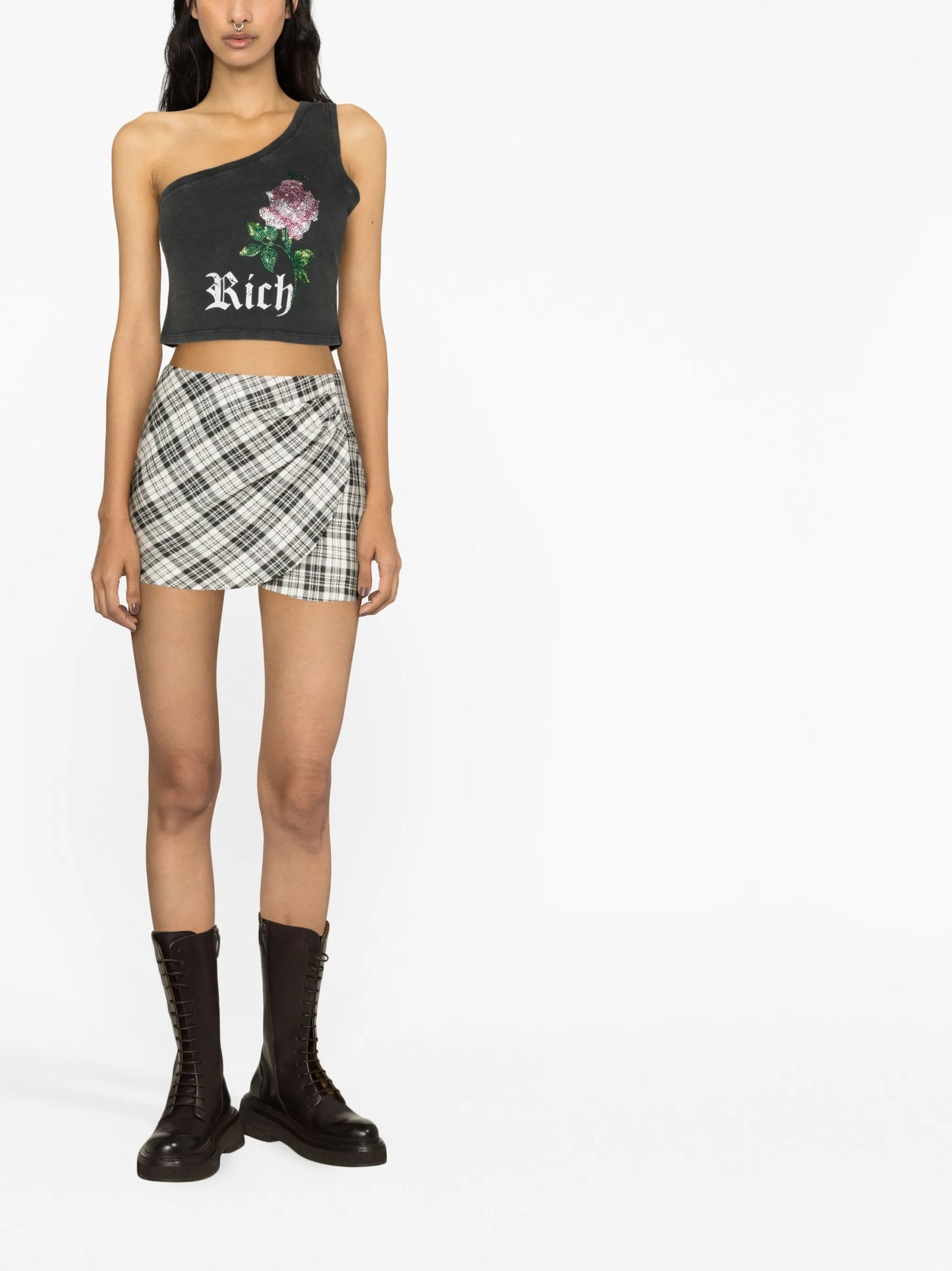graphic-print one-shoulder top